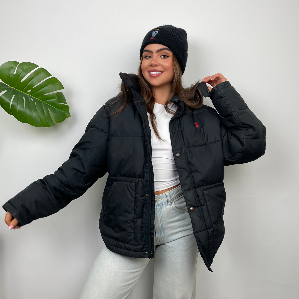 【2025】お歳暮・冬ギフト Lauren Ralph Polo Black (L Jacket Puffer Logo Embroidered ジャケット・アウター