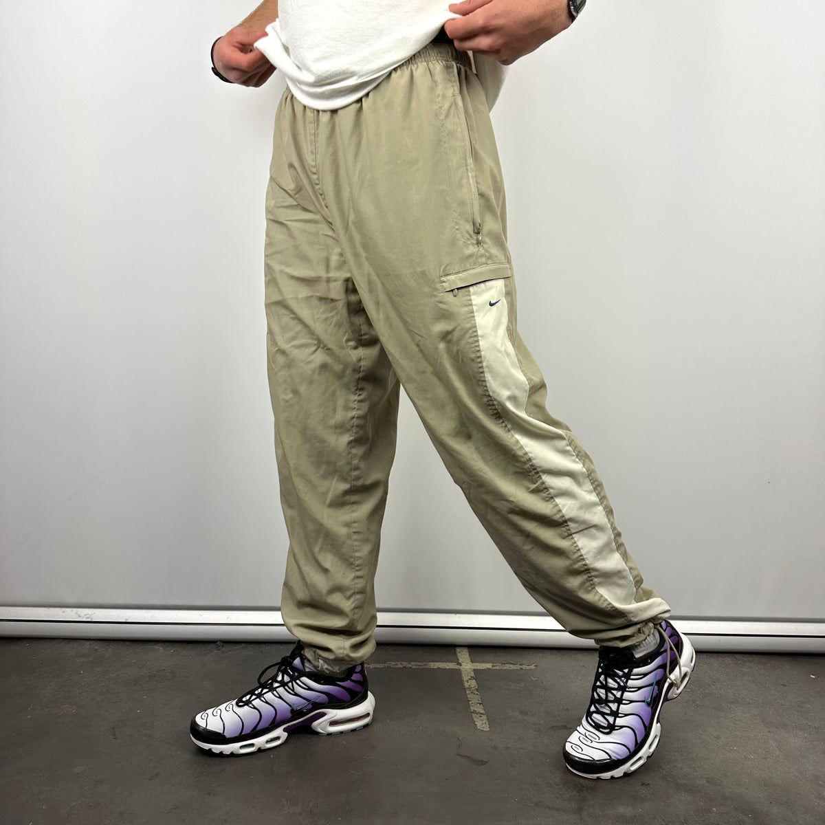 Vintage Nike Nike Beige Cargo Pants Nike Tan Beige Embroidered