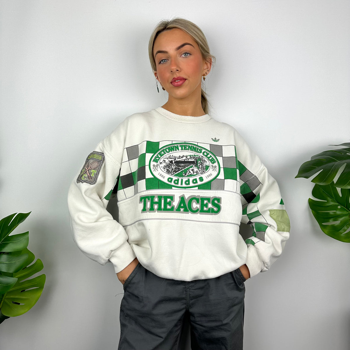 Adidas x Ryetown Tennis Club White Spell Out Sweatshirt (M