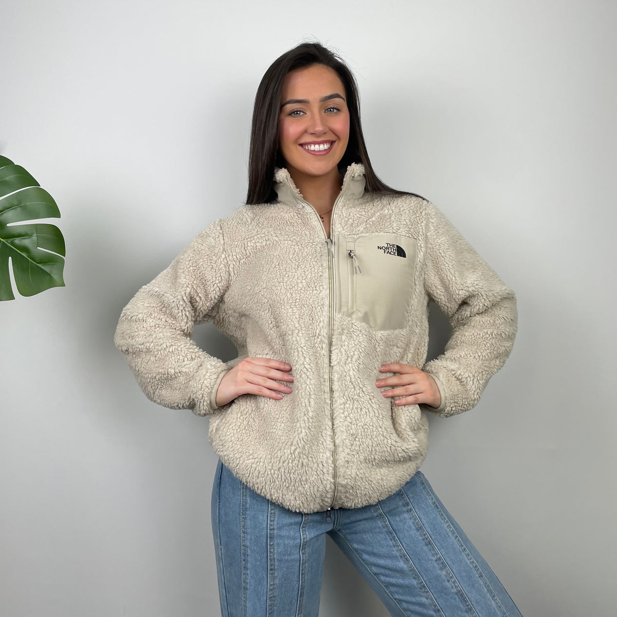 North Face Cream Teddy Bear Fleece Zip Up Jacket (M) – Jamie