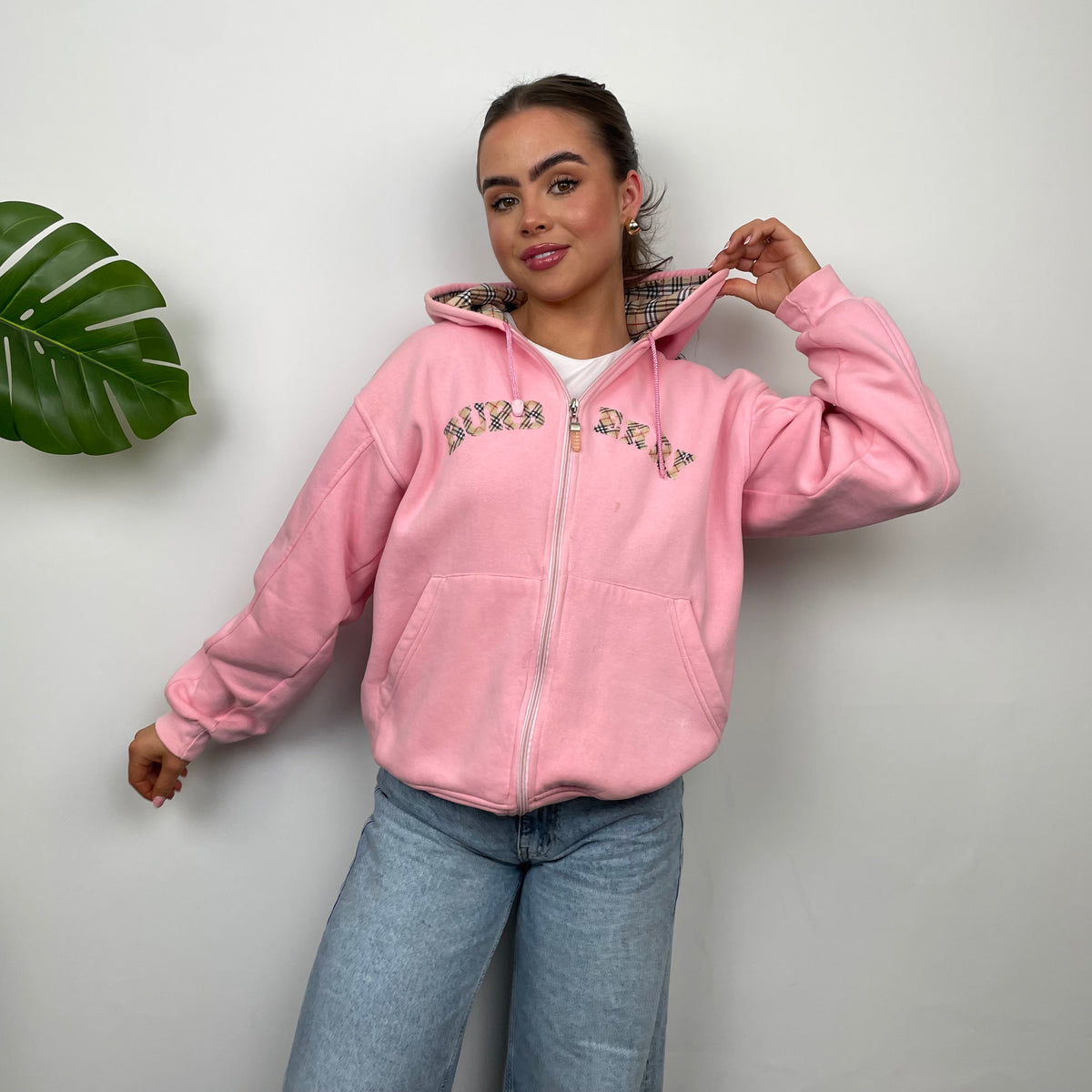 人気ランキング Embroidered Pink Burberry Logo Jamie – (S) Sweatshirt Up Zip トップス