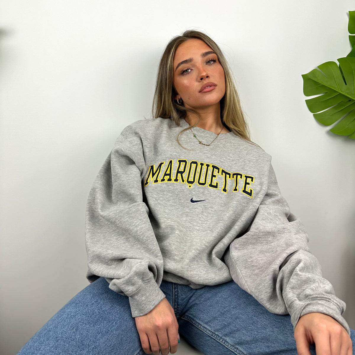 Nike x Marquette Grey Embroidered Spell Out Sweatshirt (L) â Jamie Online Vintage