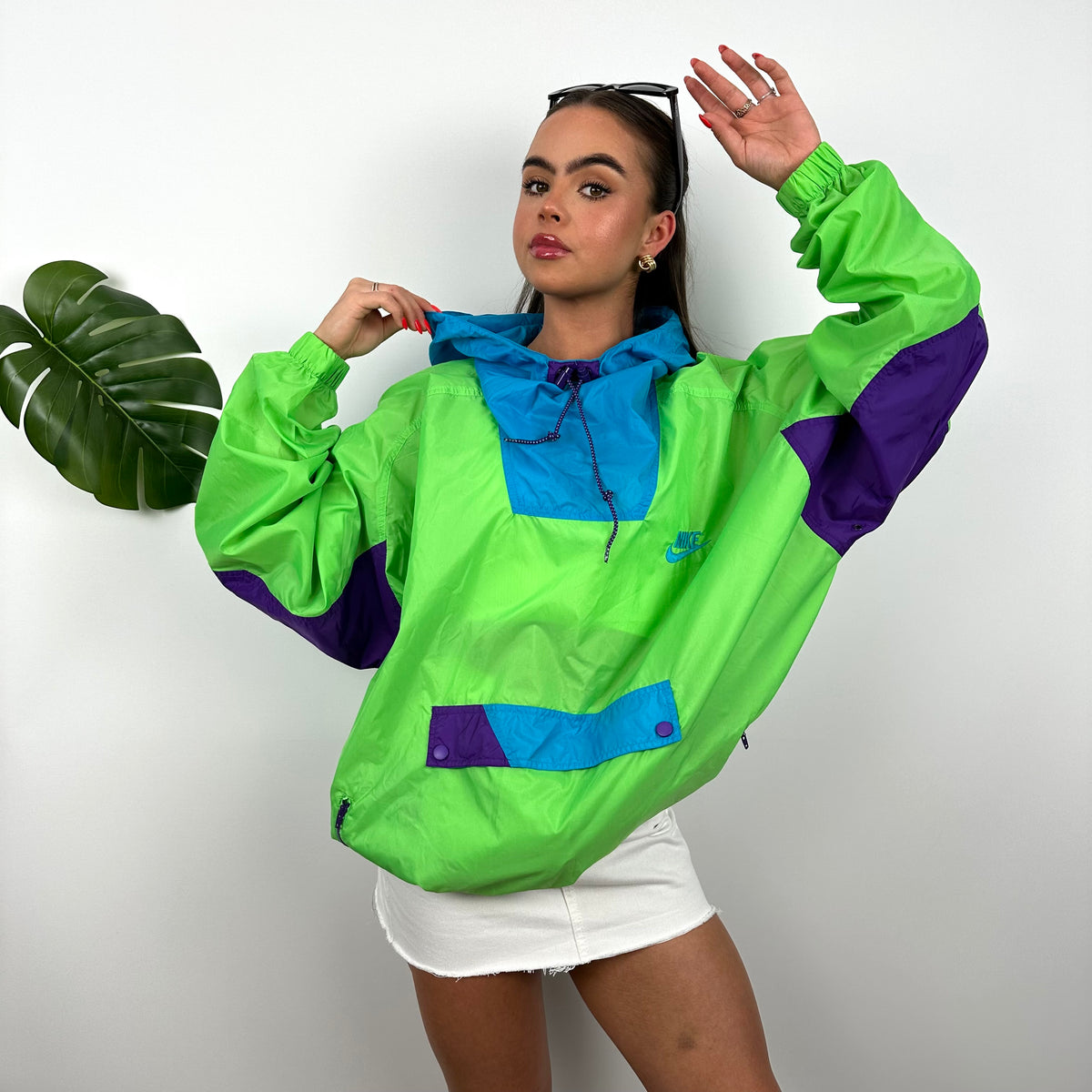 vintage nike forest green spell out windbreaker