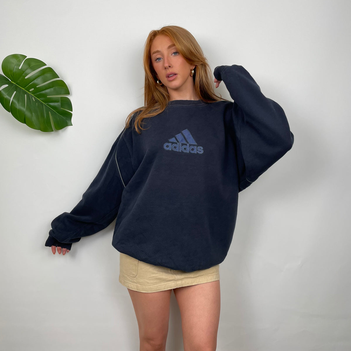 Adidas Navy Embroidered Spell Out Sweatshirt L Jamie Online Vintage