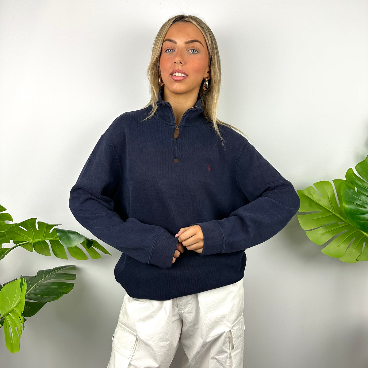 Polo Ralph Lauren Navy Embroidered Logo Quarter Zip (L) – Jamie Online  Vintage