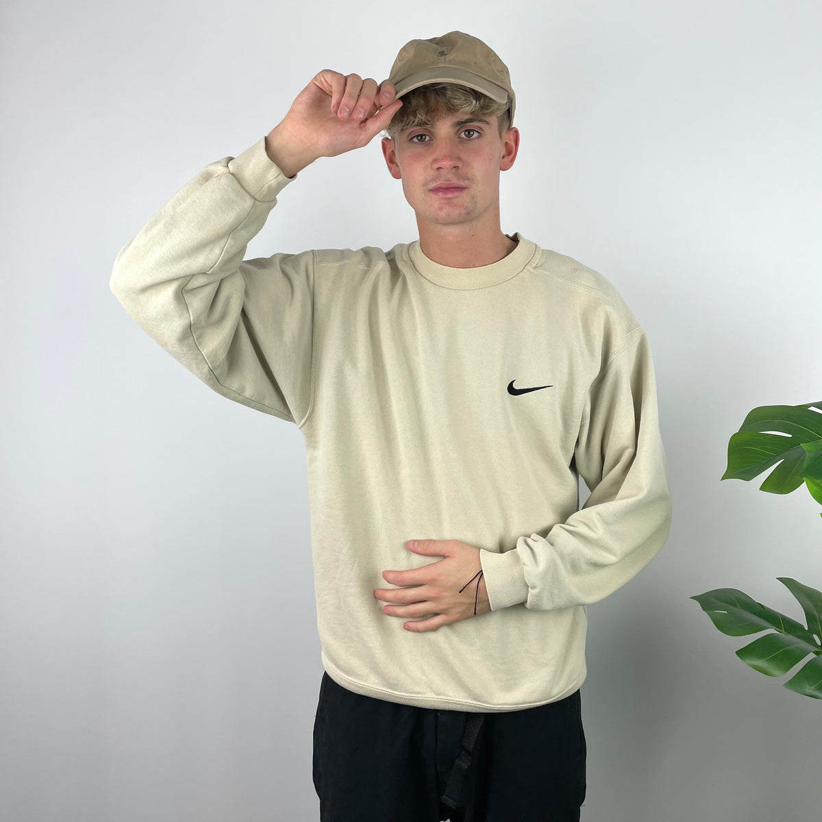 Nike swoosh cream sweatshirt Clearance