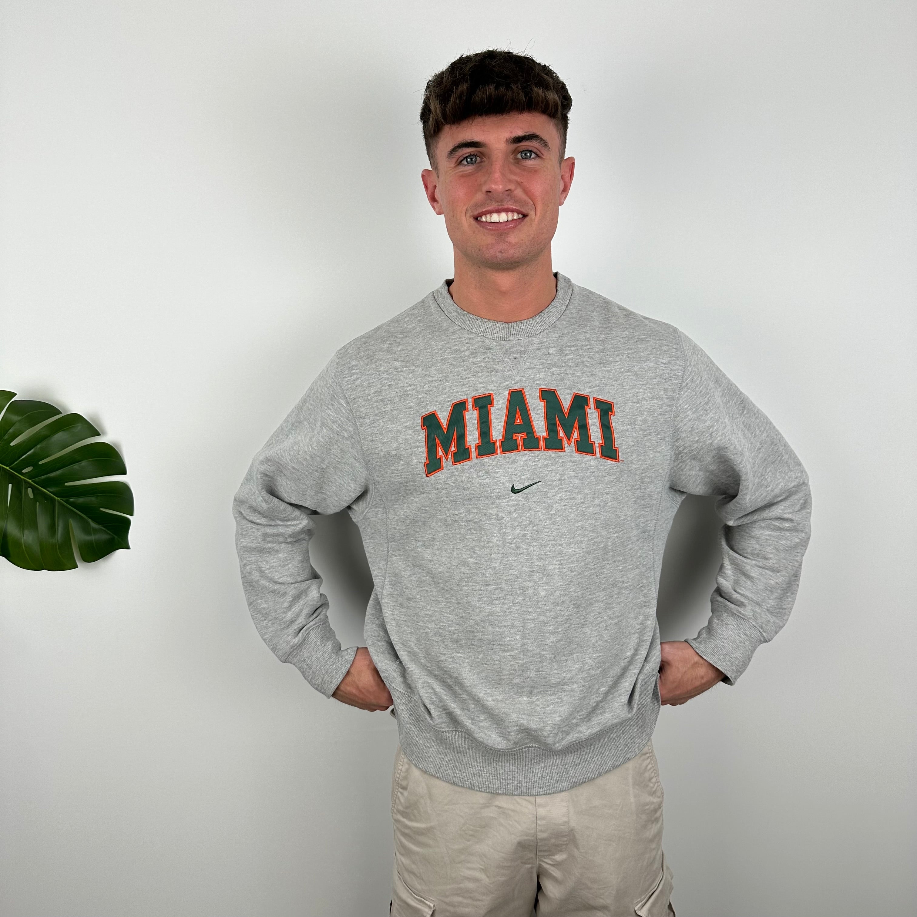 Nike X Miami Grey Embroidered Spell Out Sweatshirt (M)