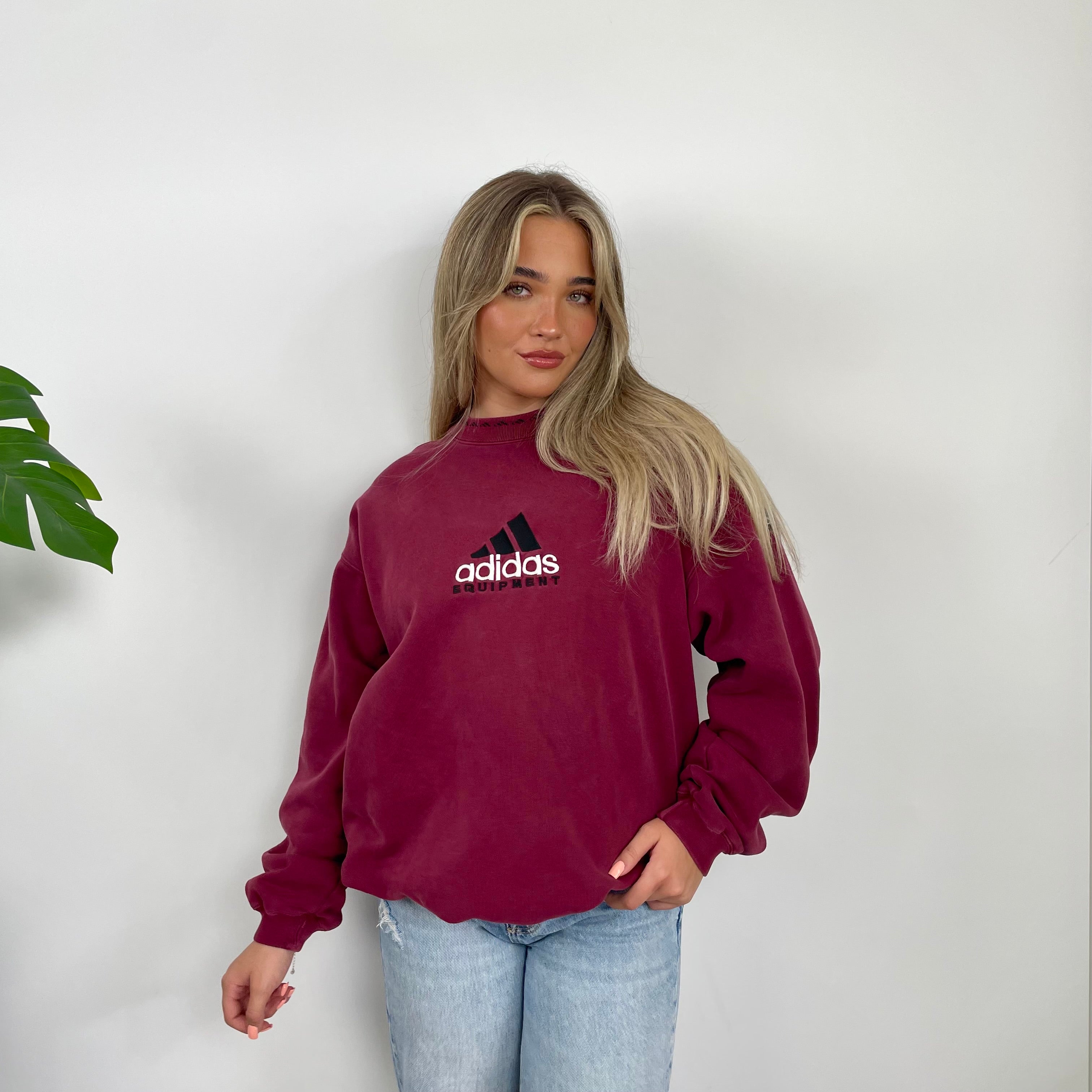 Adidas Equipment RARE Red Embroidered Spell Out Sweatshirt (L)