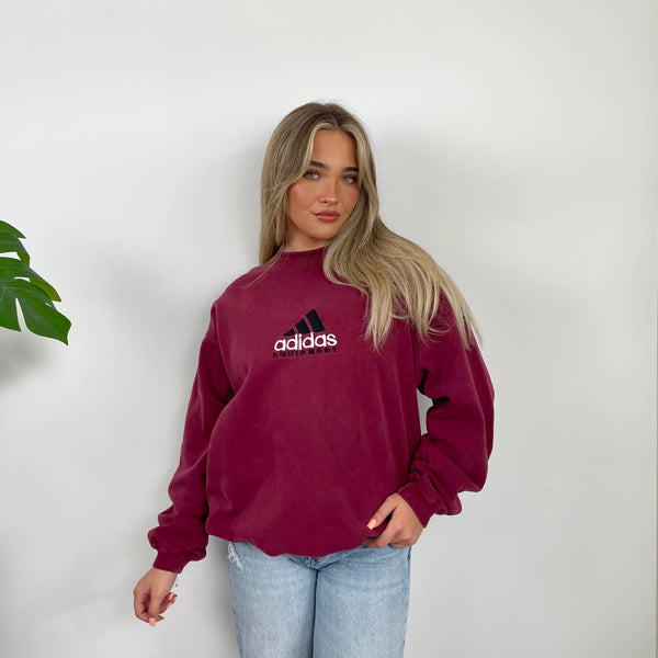 Adidas Equipment RARE Red Embroidered Spell Out Sweatshirt (L)