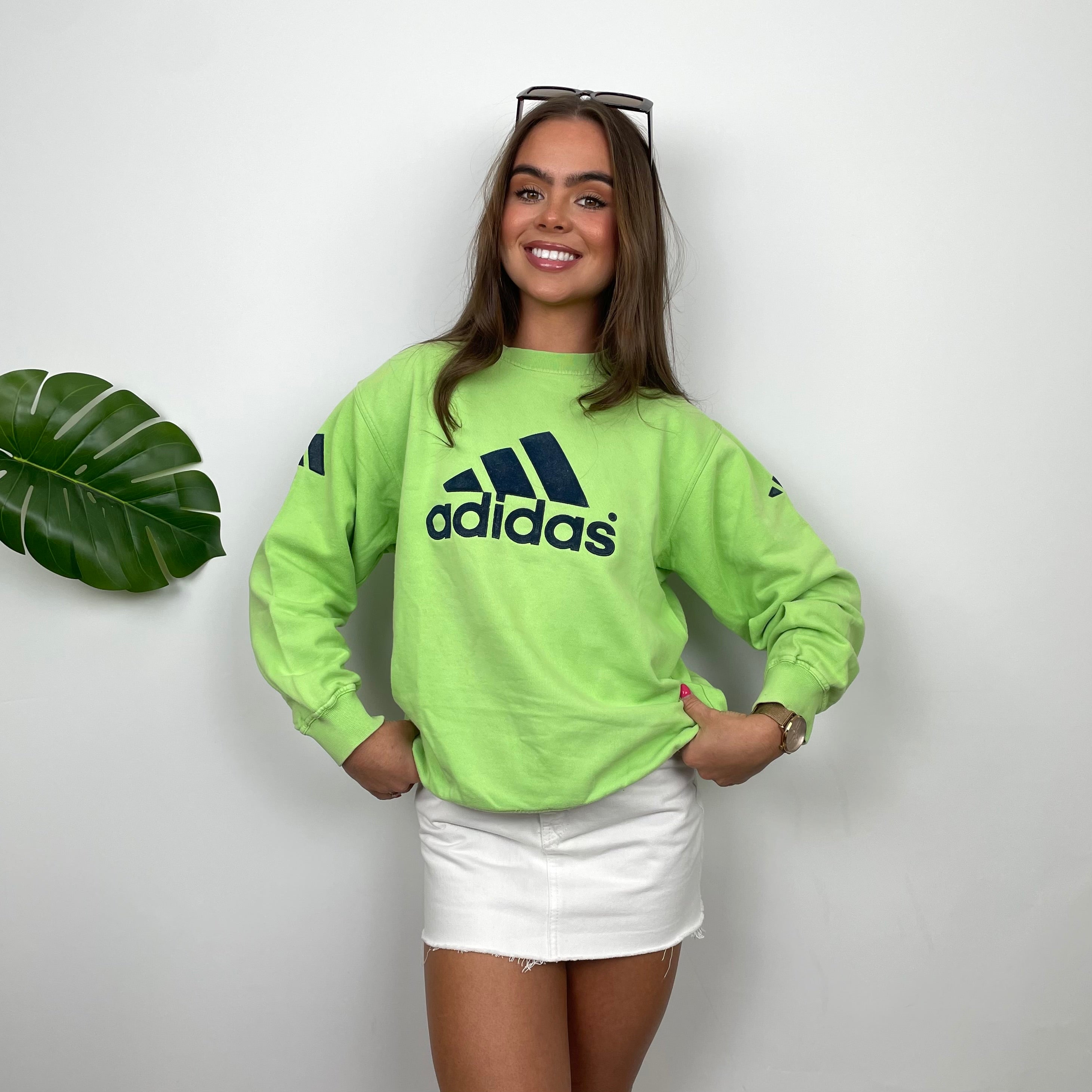 Adidas RARE Green Embroidered Spell Out Sweatshirt (S)