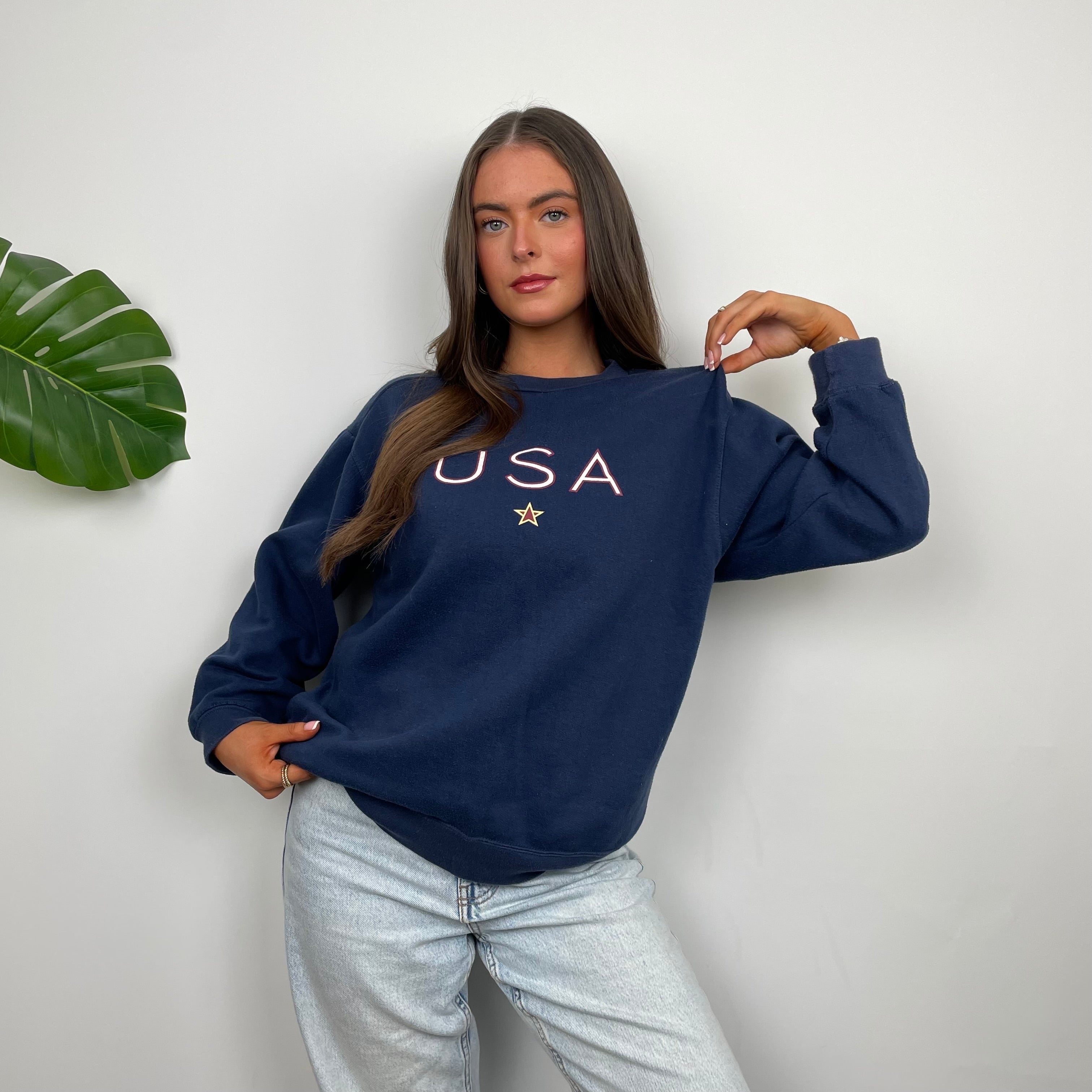 Nike X USA Navy Embroidered Spell Out Sweatshirt (S)