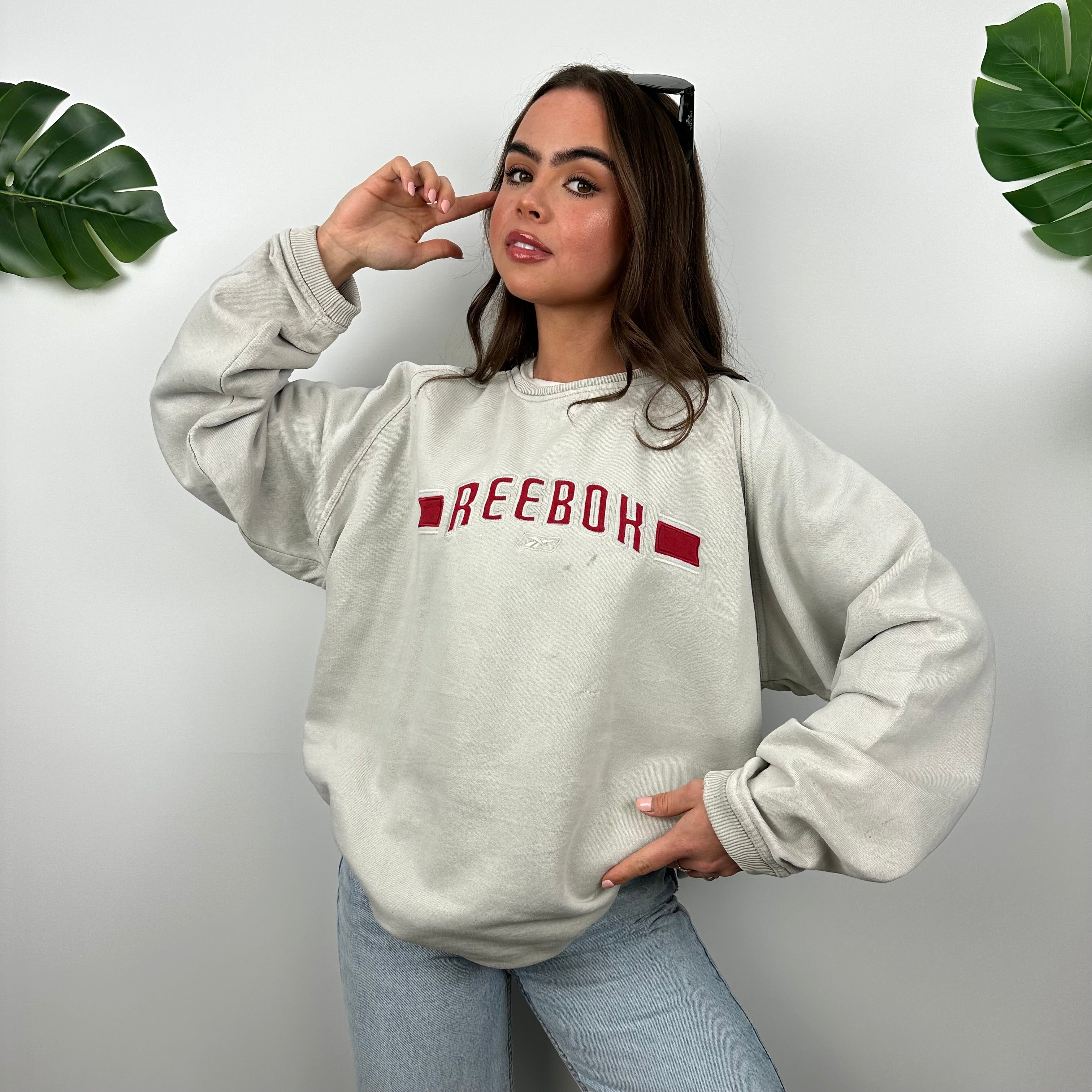 Reebok Grey Embroidered Spell Out Sweatshirt (L)