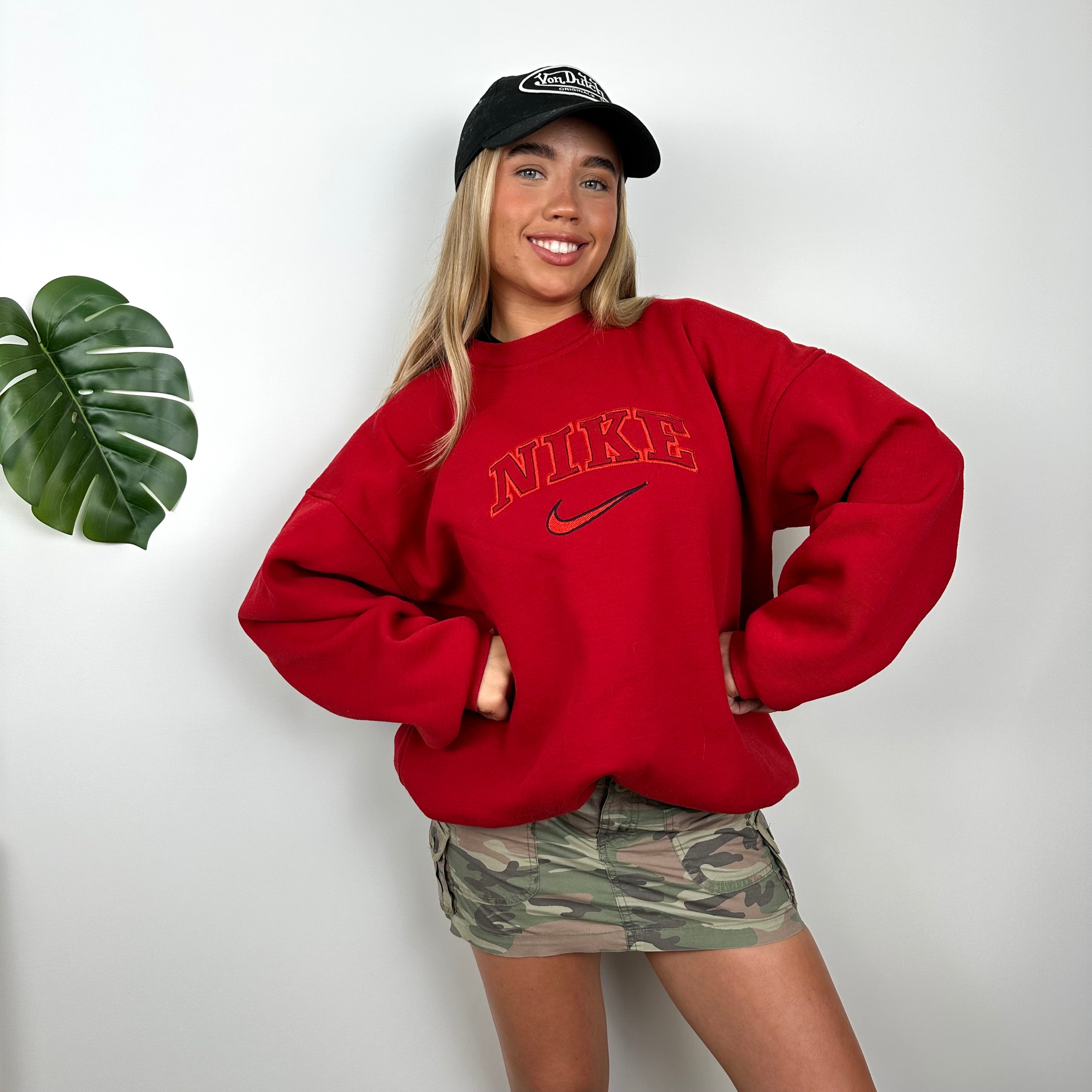 Nike Red Embroidered Spell Out Sweatshirt (L)