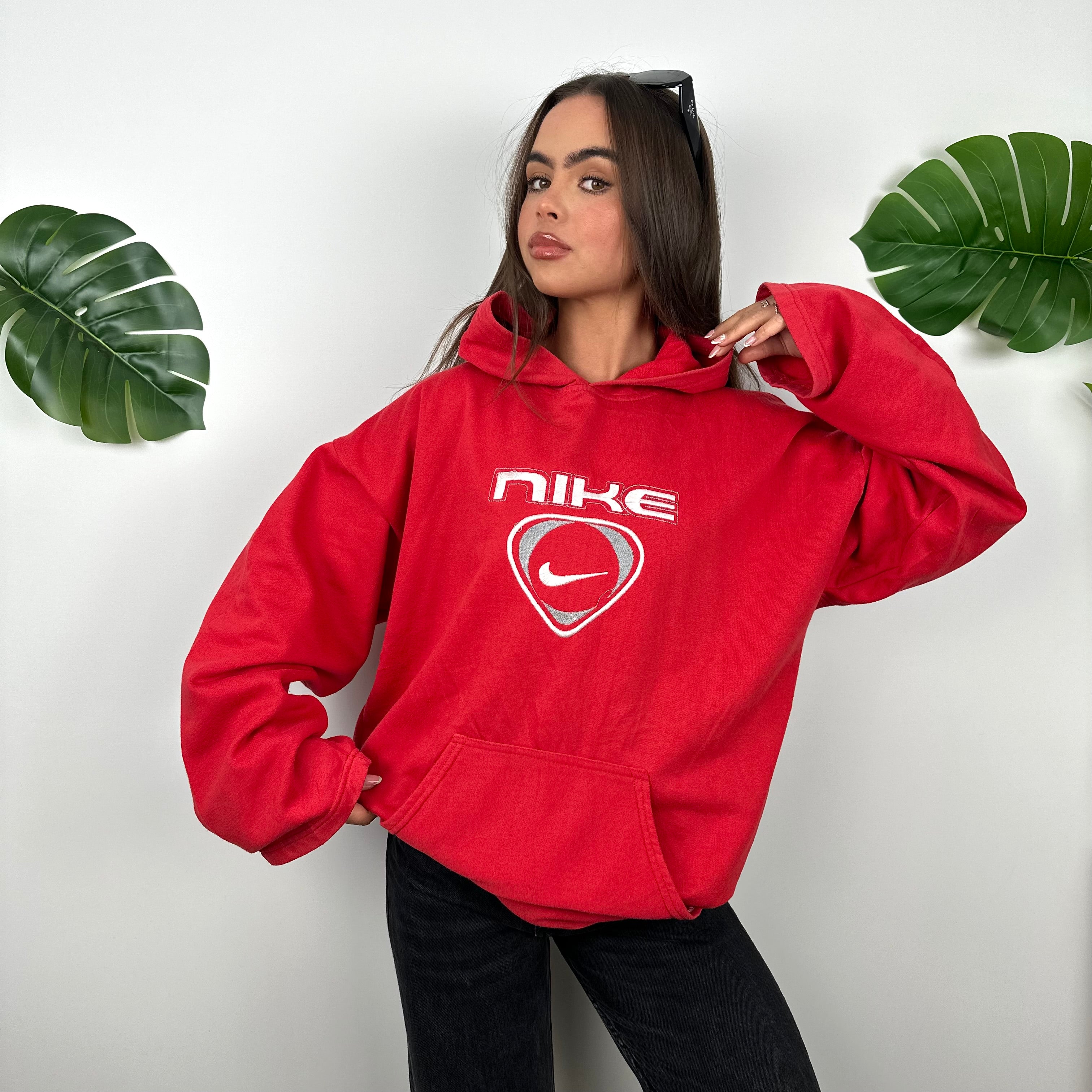 Nike Red Embroidered Spell Out Hoodie (L)