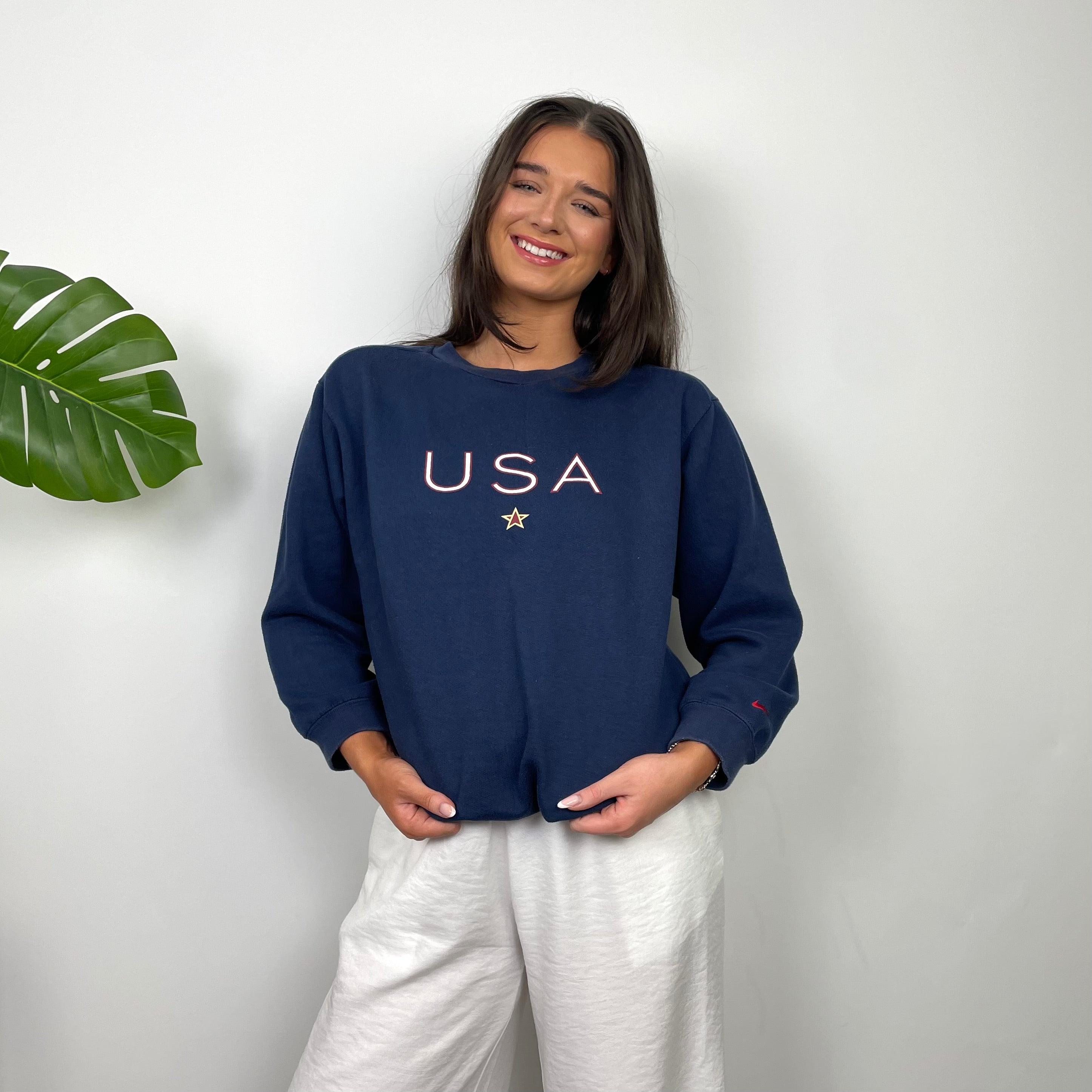 Nike X USA Navy Embroidered Spell Out Sweatshirt (S)