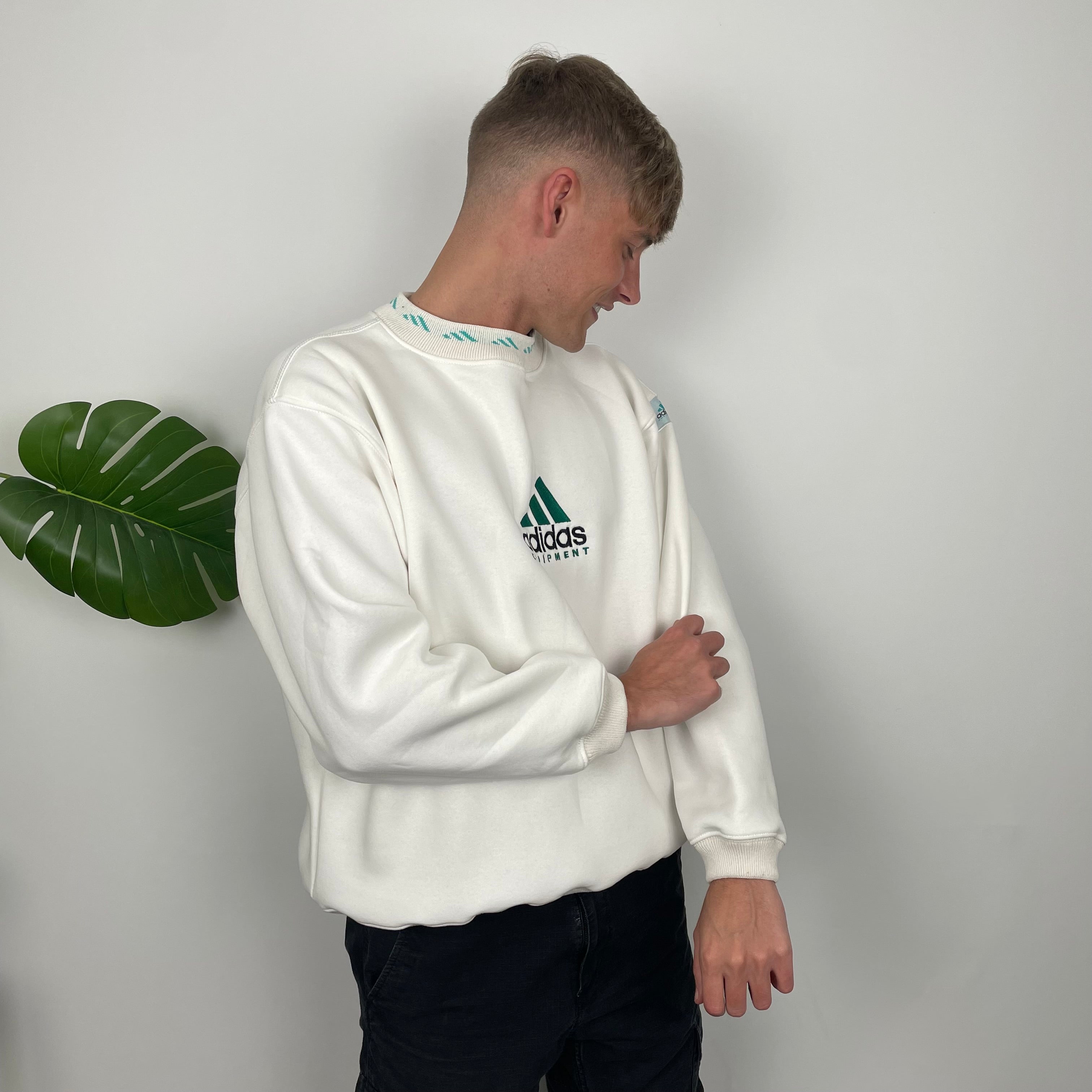 Adidas Equipment White Embroidered Spell Out Sweatshirt (S)