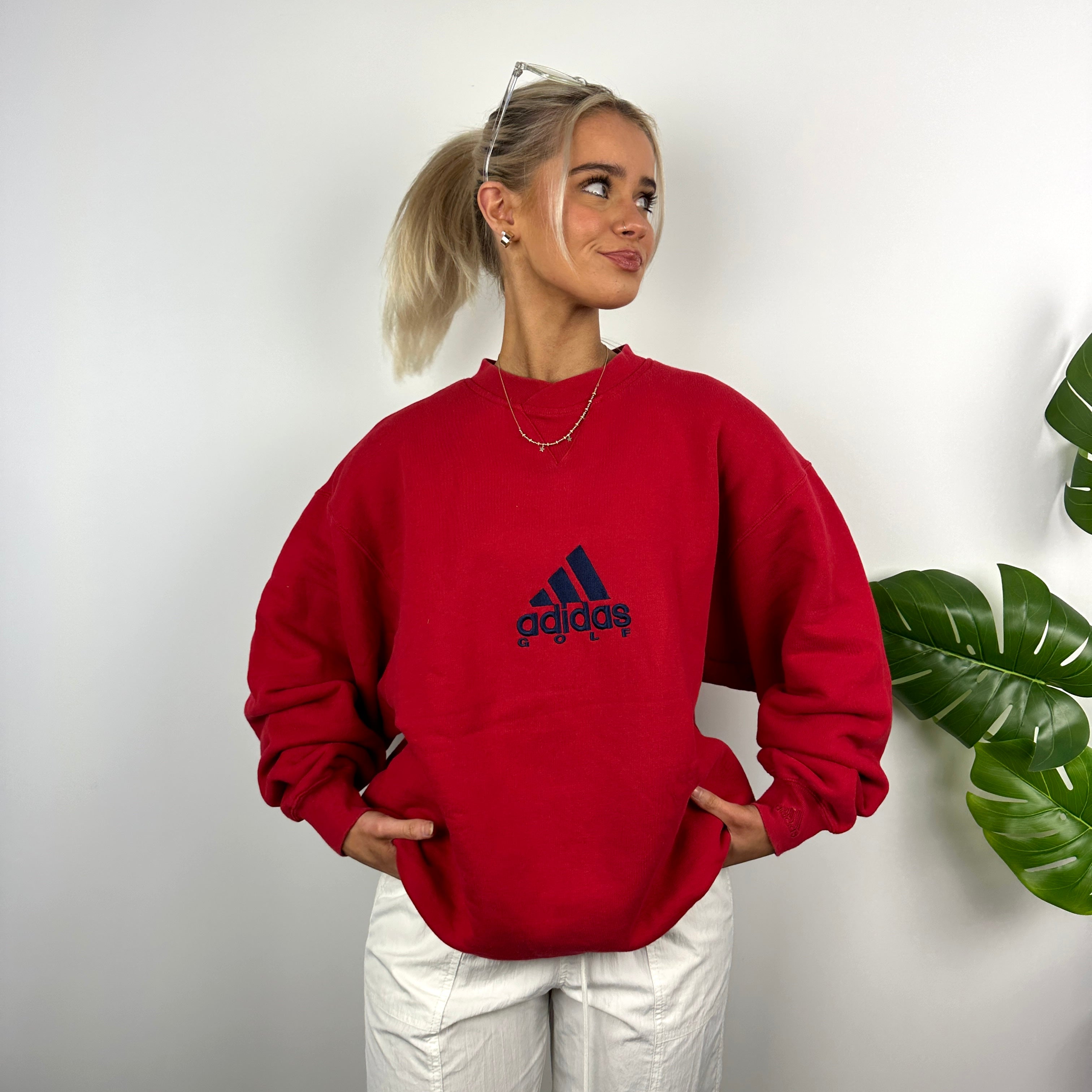 Adidas Golf RARE Red Embroidered Spell Out Sweatshirt (L)