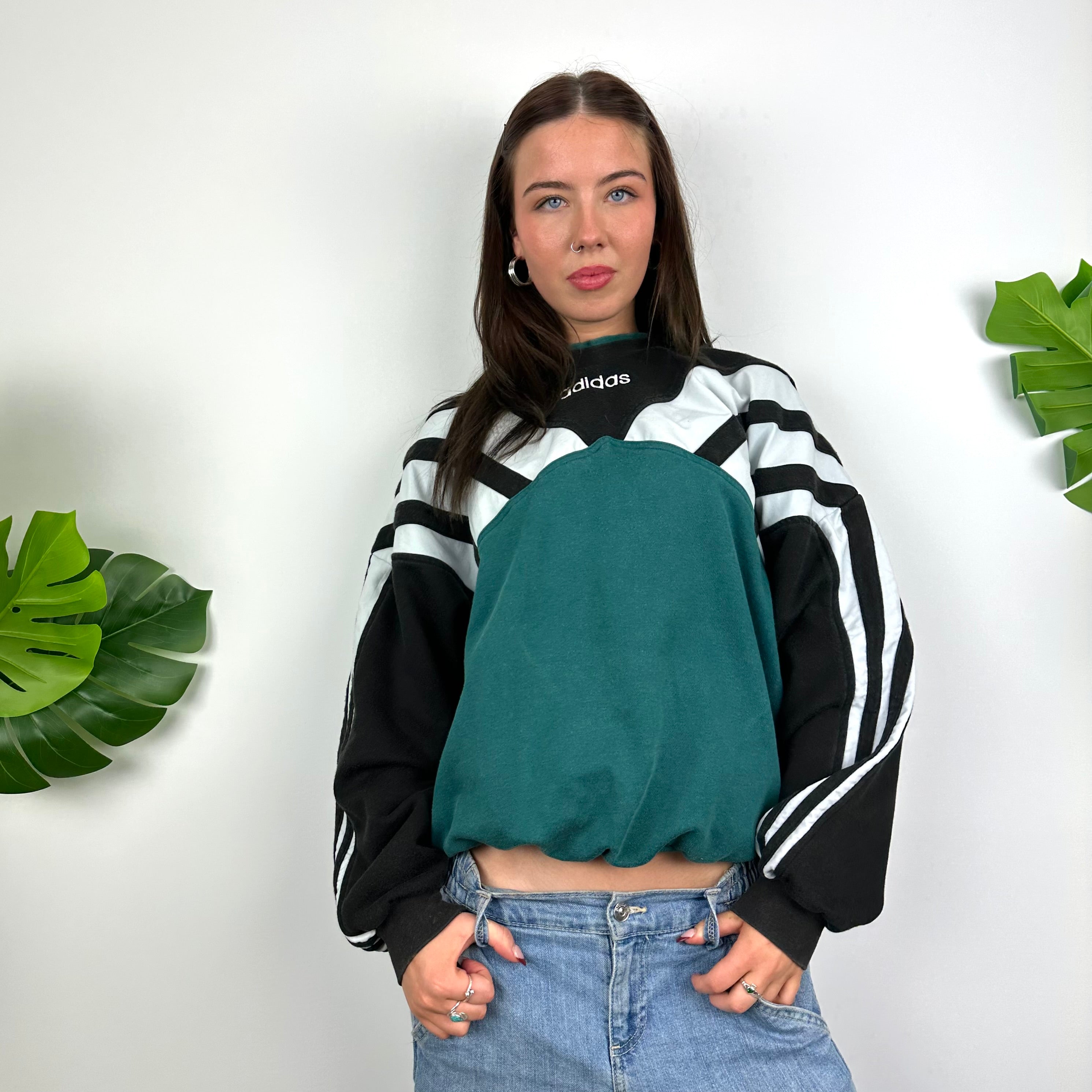 Adidas RARE Green Embroidered Spell Out Sweatshirt (M)