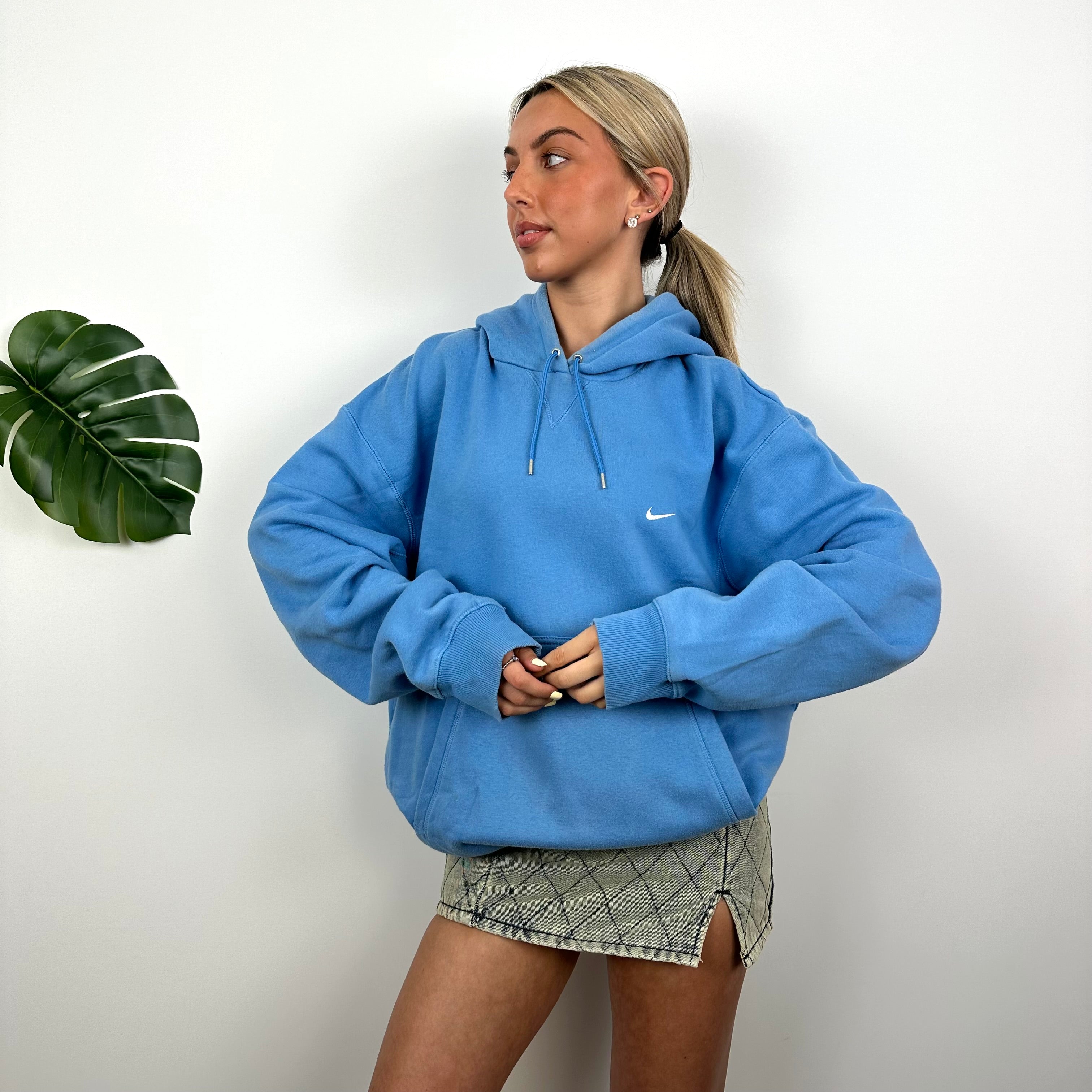 Nike Blue Embroidered Swoosh Hoodie (XXL)