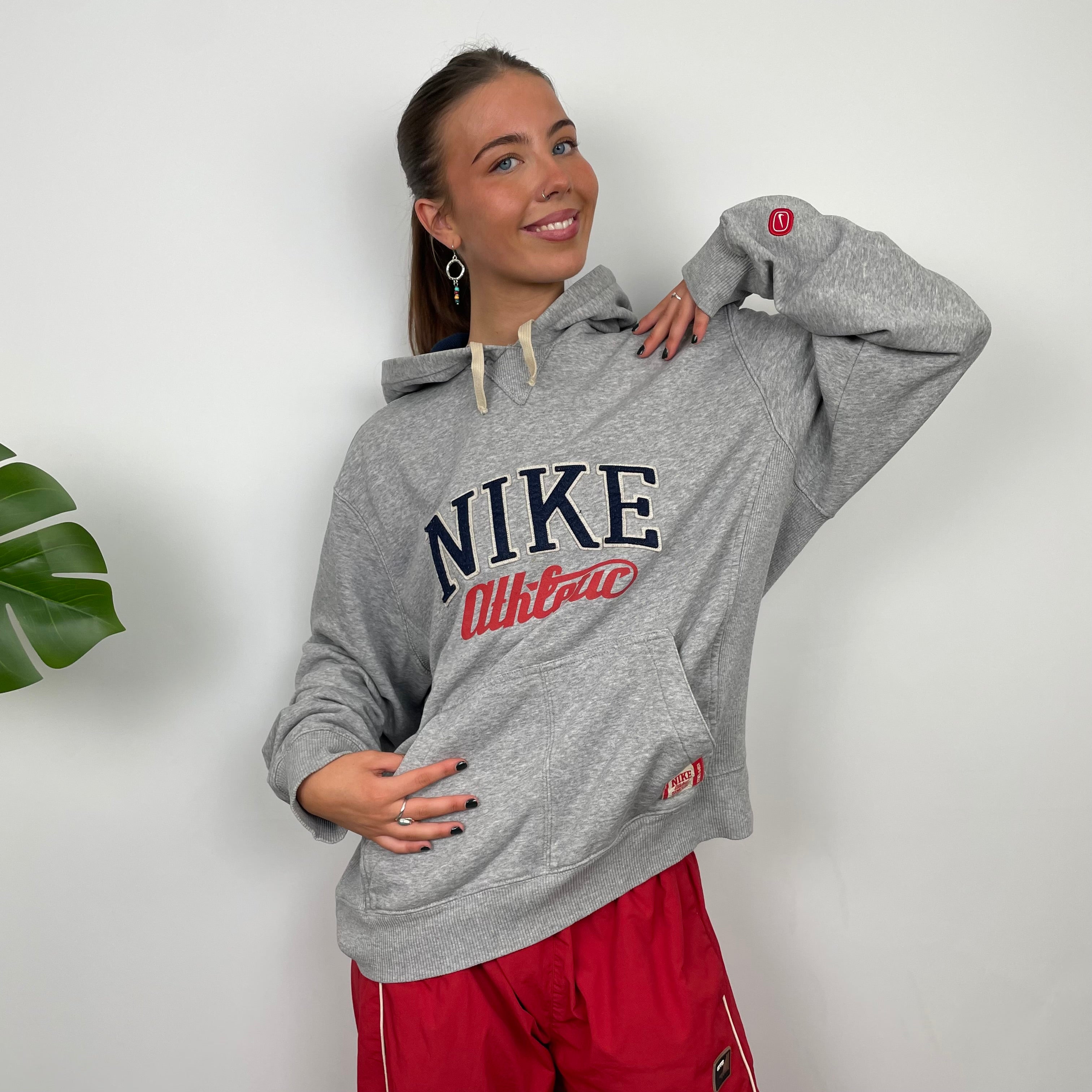 Nike Grey Embroidered Spell Out Hoodie (L)