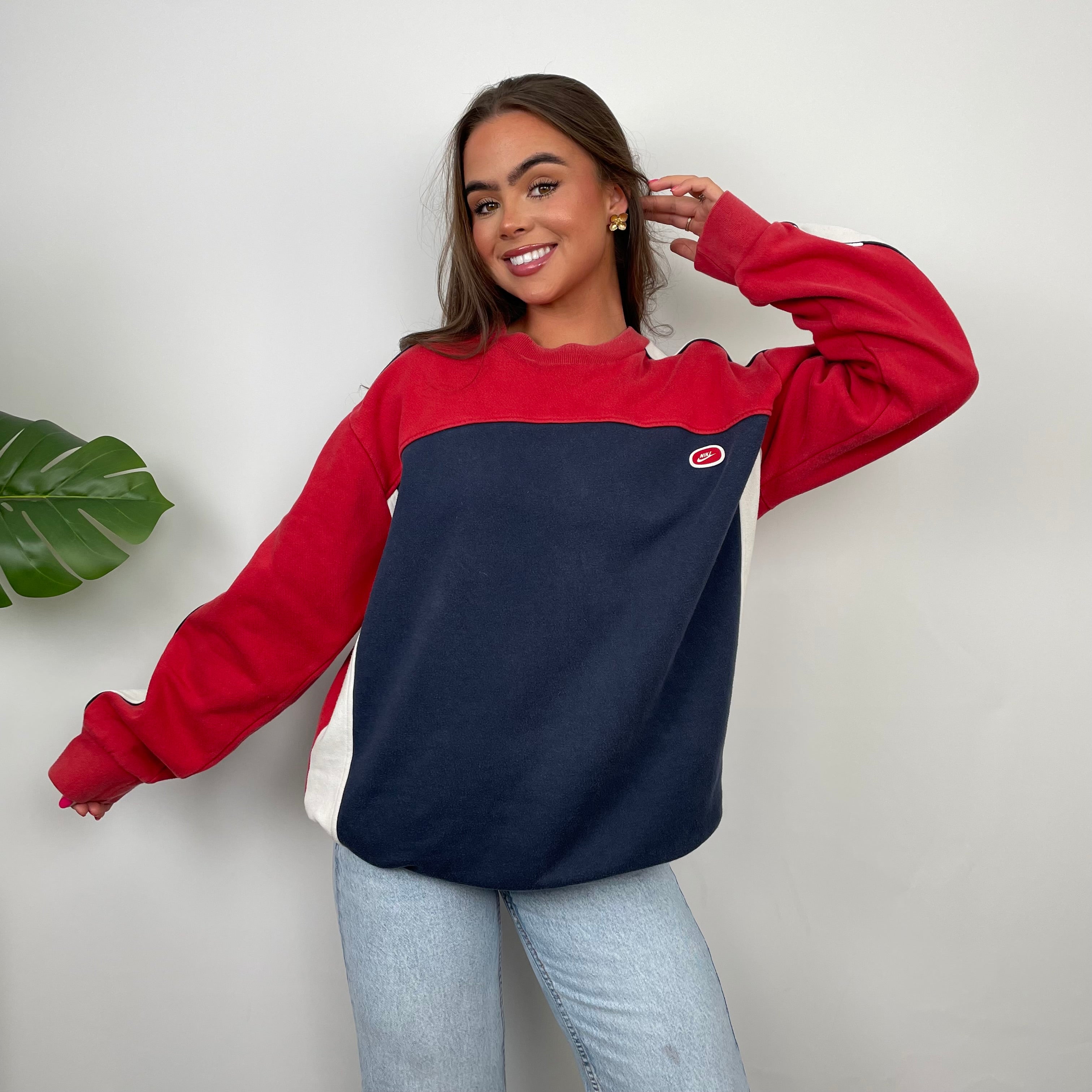 Nike Embroidered Spell Out Colour Block Sweatshirt (M)