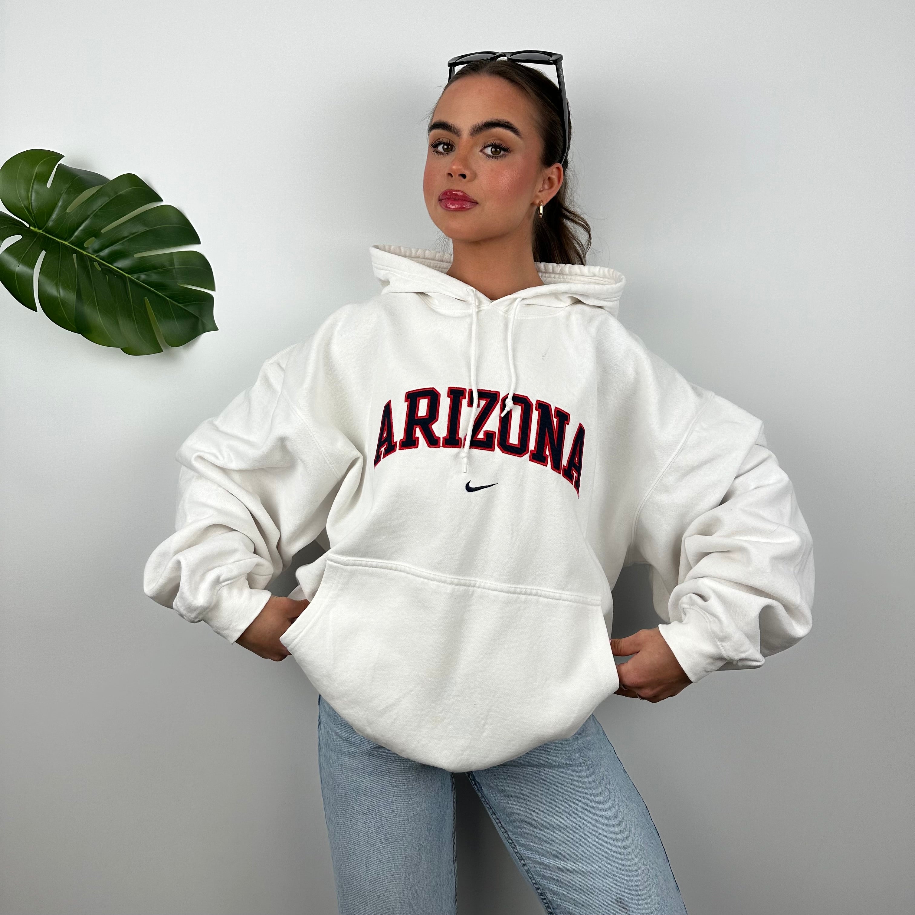 Nike x Arizona White Embroidered Spell Out Hoodie (XXL)