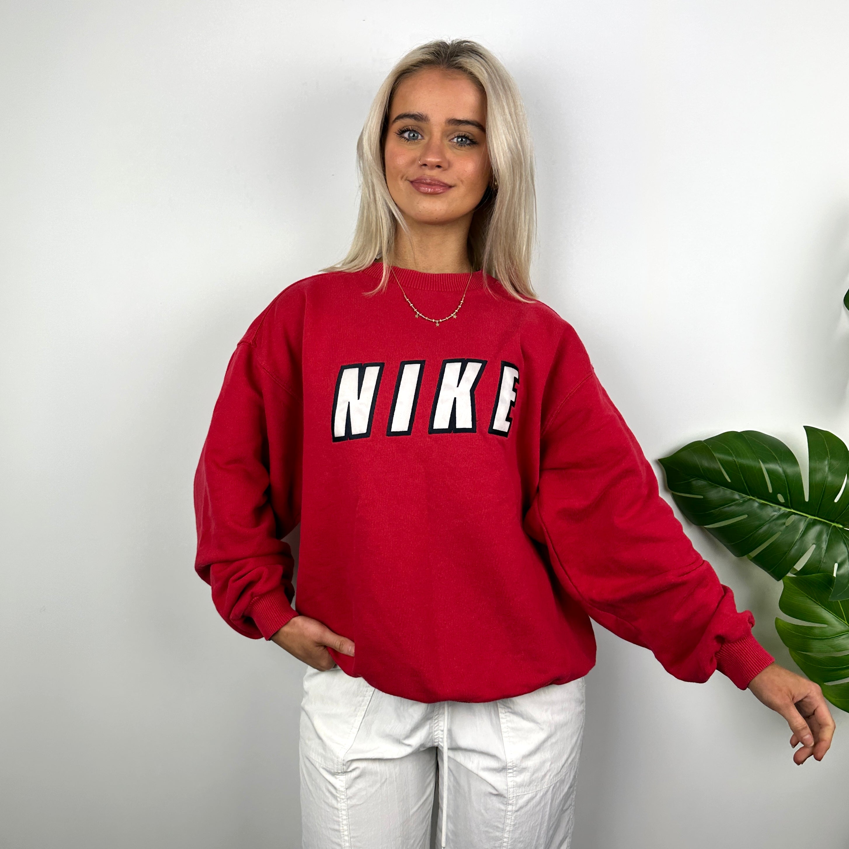 Nike Red Embroidered Spell Out Sweatshirt (M)