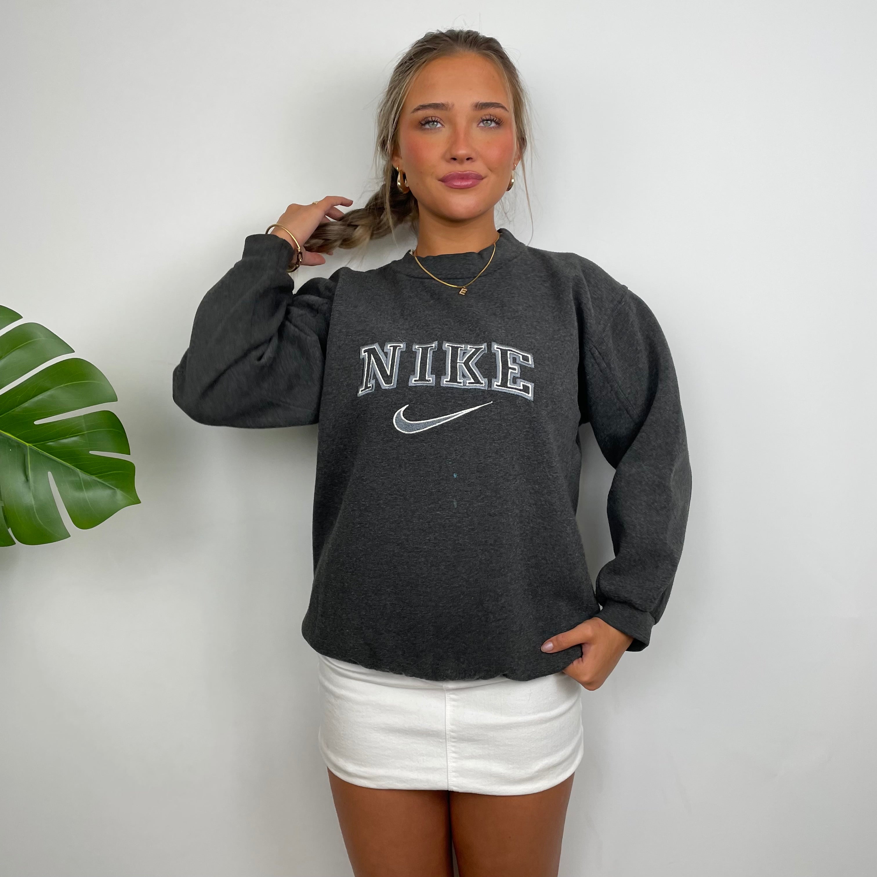 Nike Grey Embroidered Spell Out Sweatshirt (S)