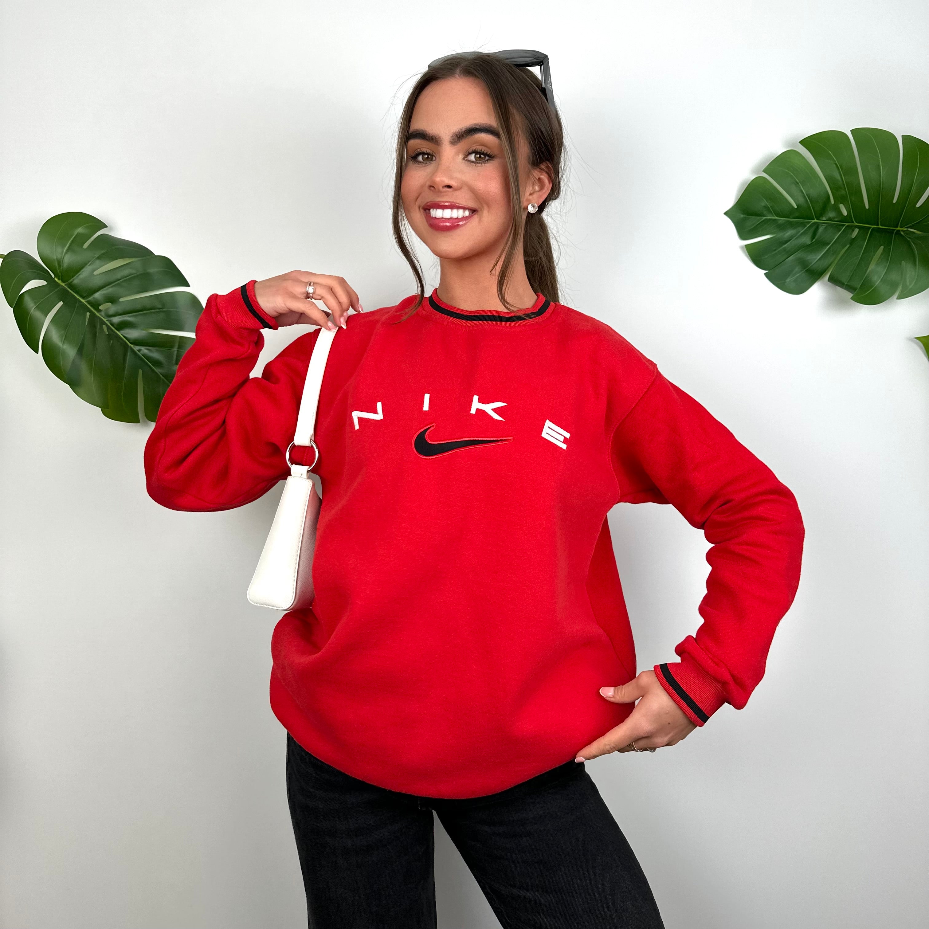 Nike Red Embroidered Spell Out Sweatshirt (M)