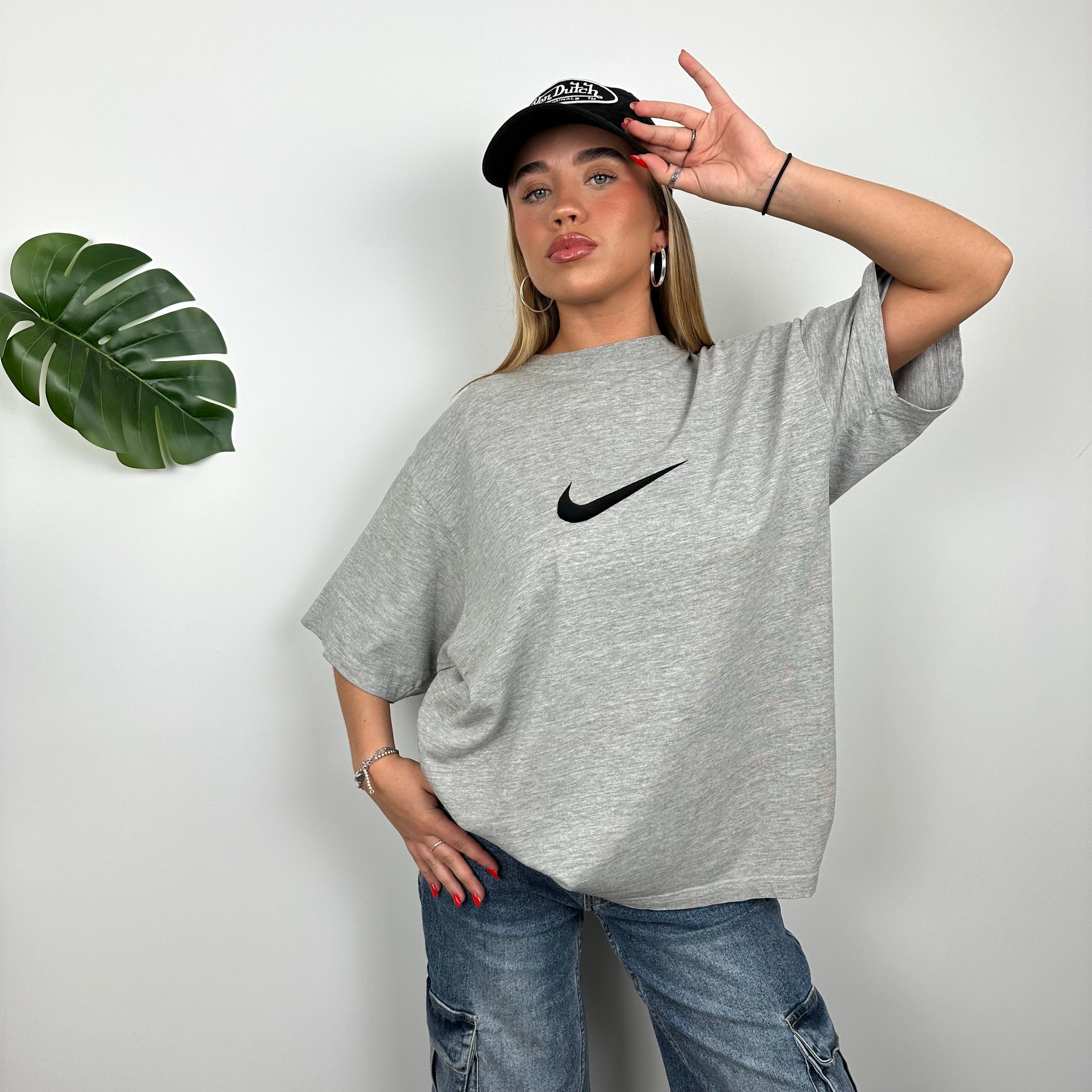 Nike Grey Embroidered Swoosh T Shirt (M)