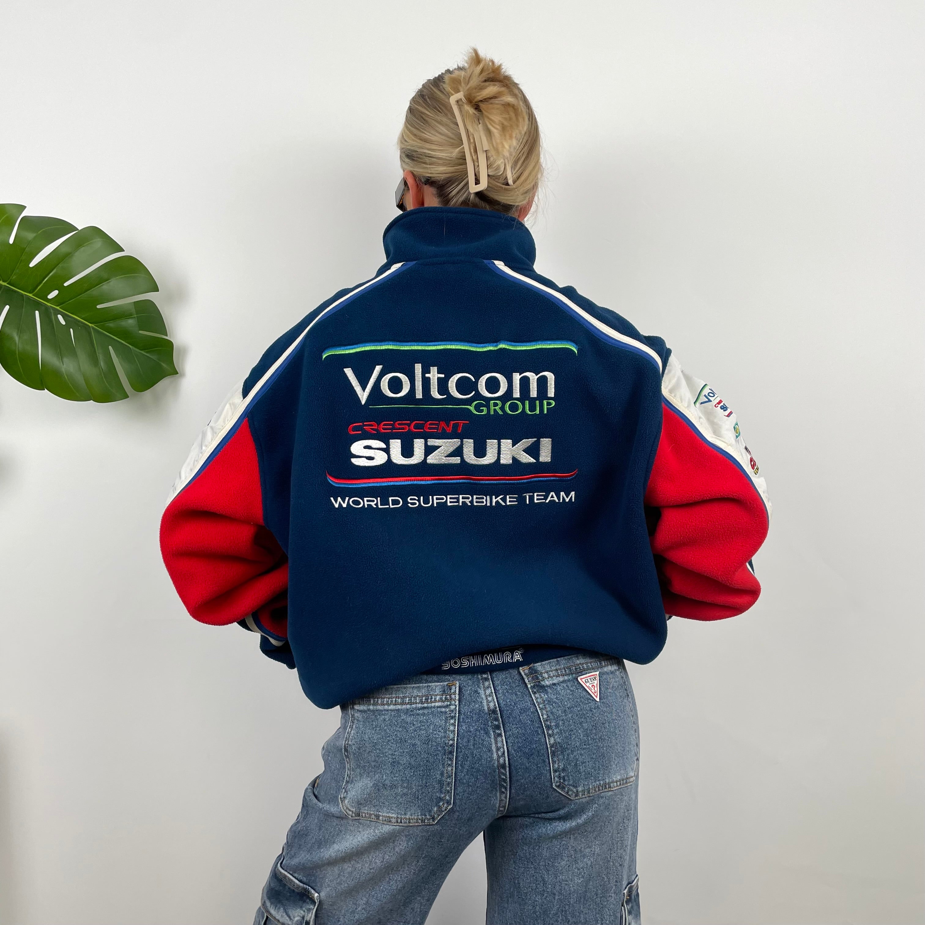 Suzuki Racing Embroidered Spell Out Zip Up Fleece Jacket (XL)