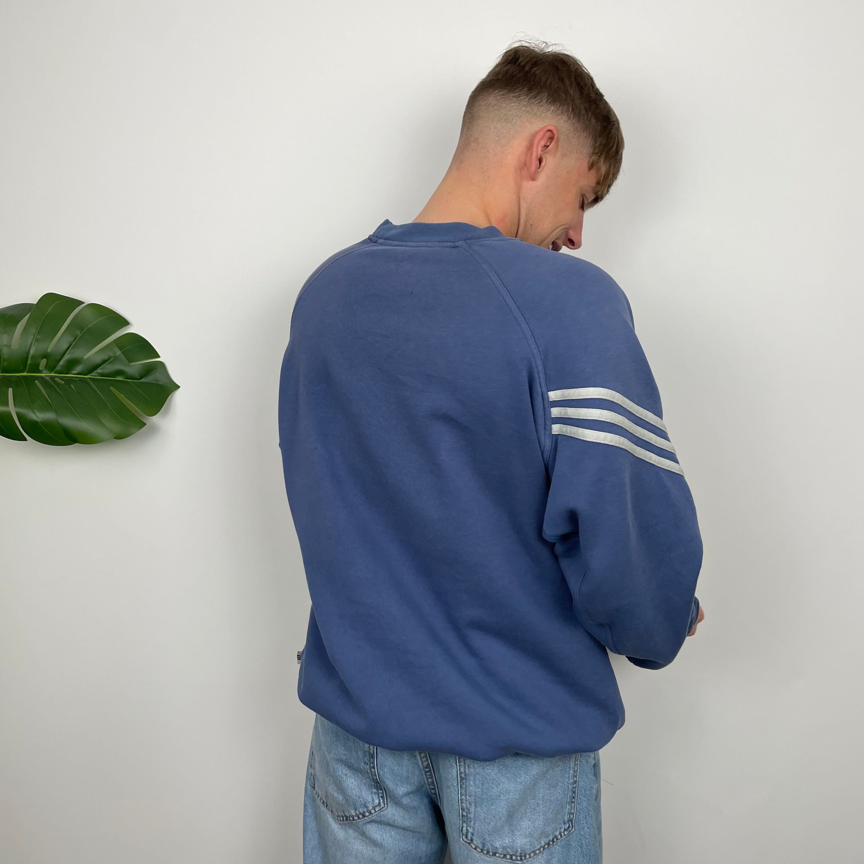 Adidas Navy Embroidered Spell Out Sweatshirt (XL)