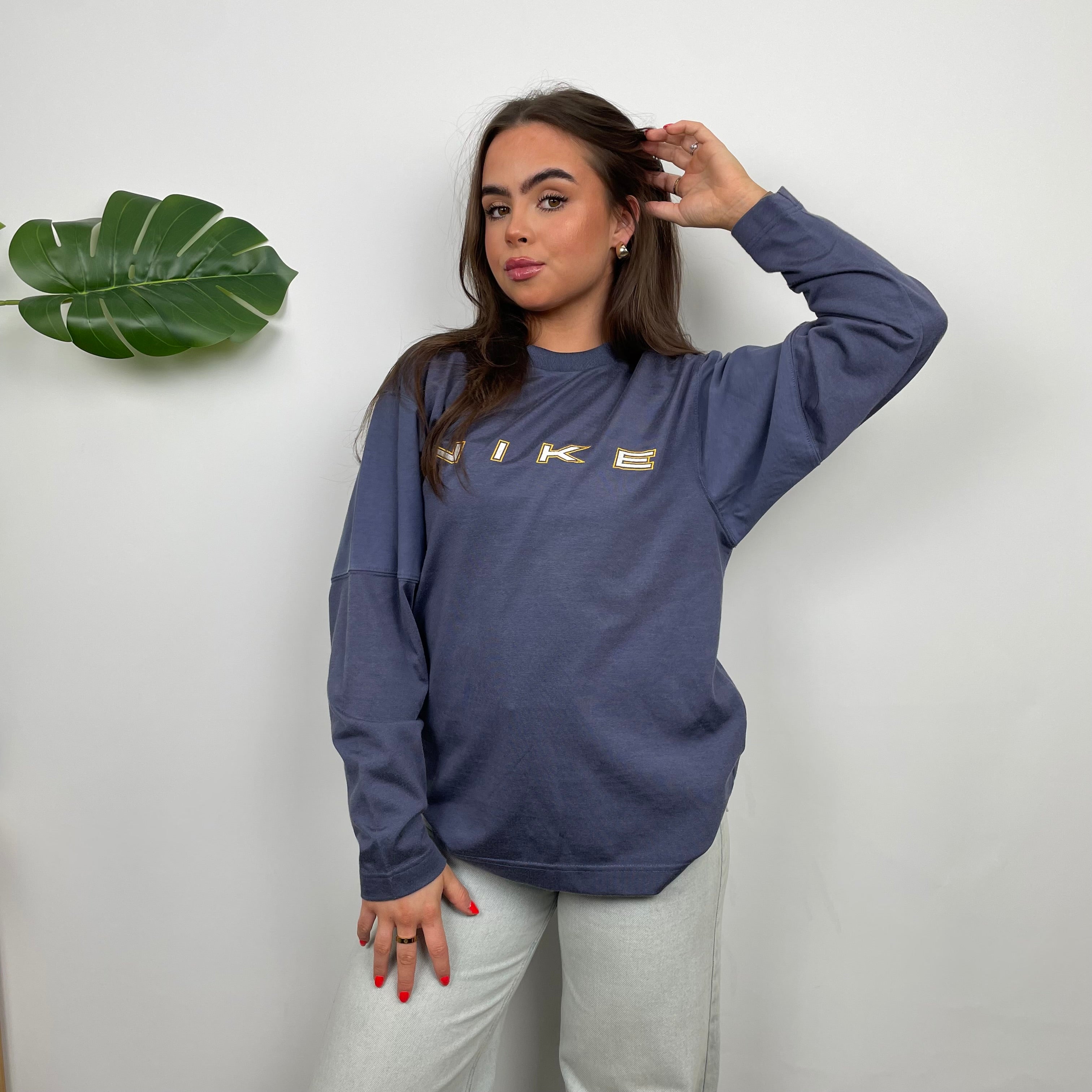 Nike Navy Embroidered Spell Out Sweatshirt (S)