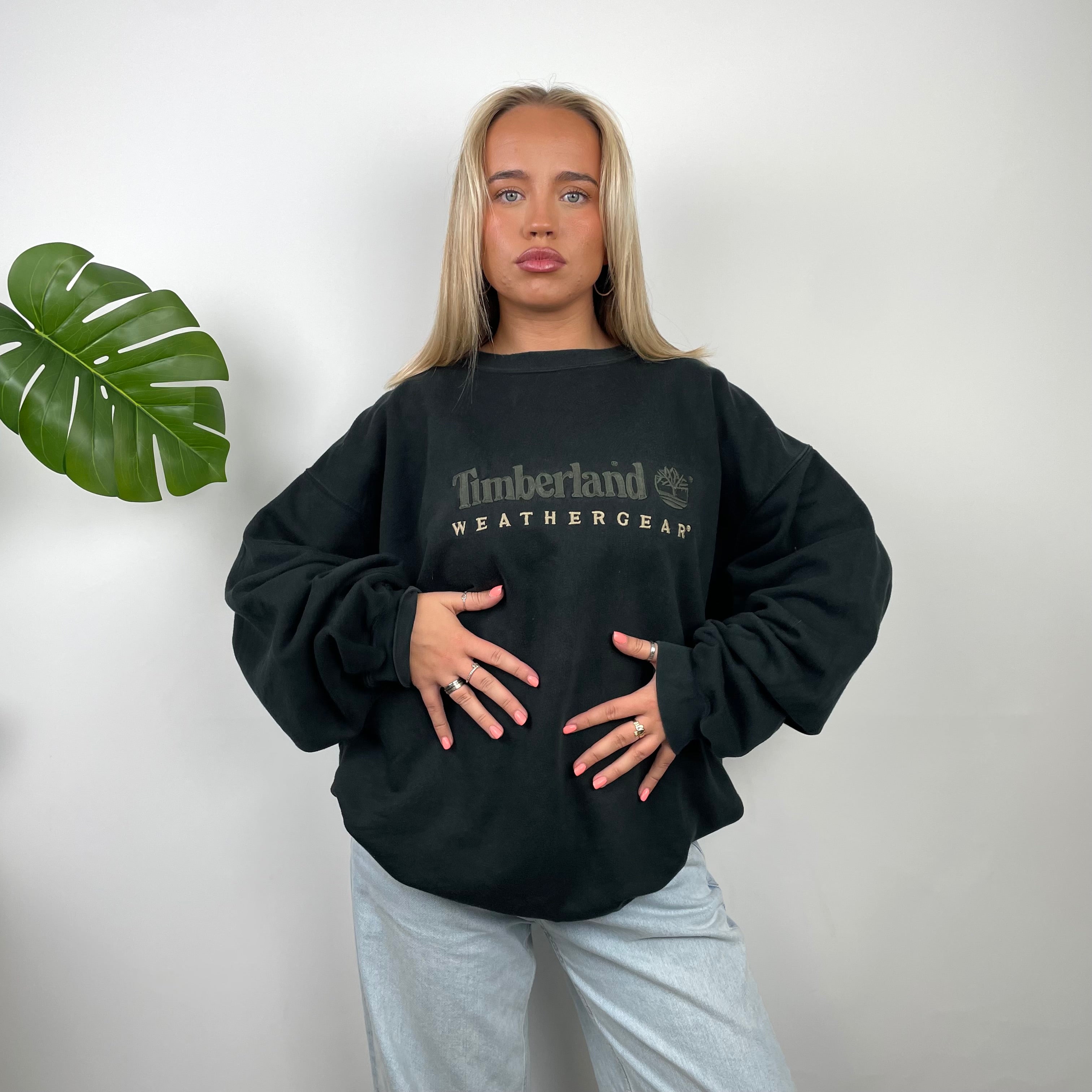 Timberland Black Embroidered Spell Out Sweatshirt (XL)