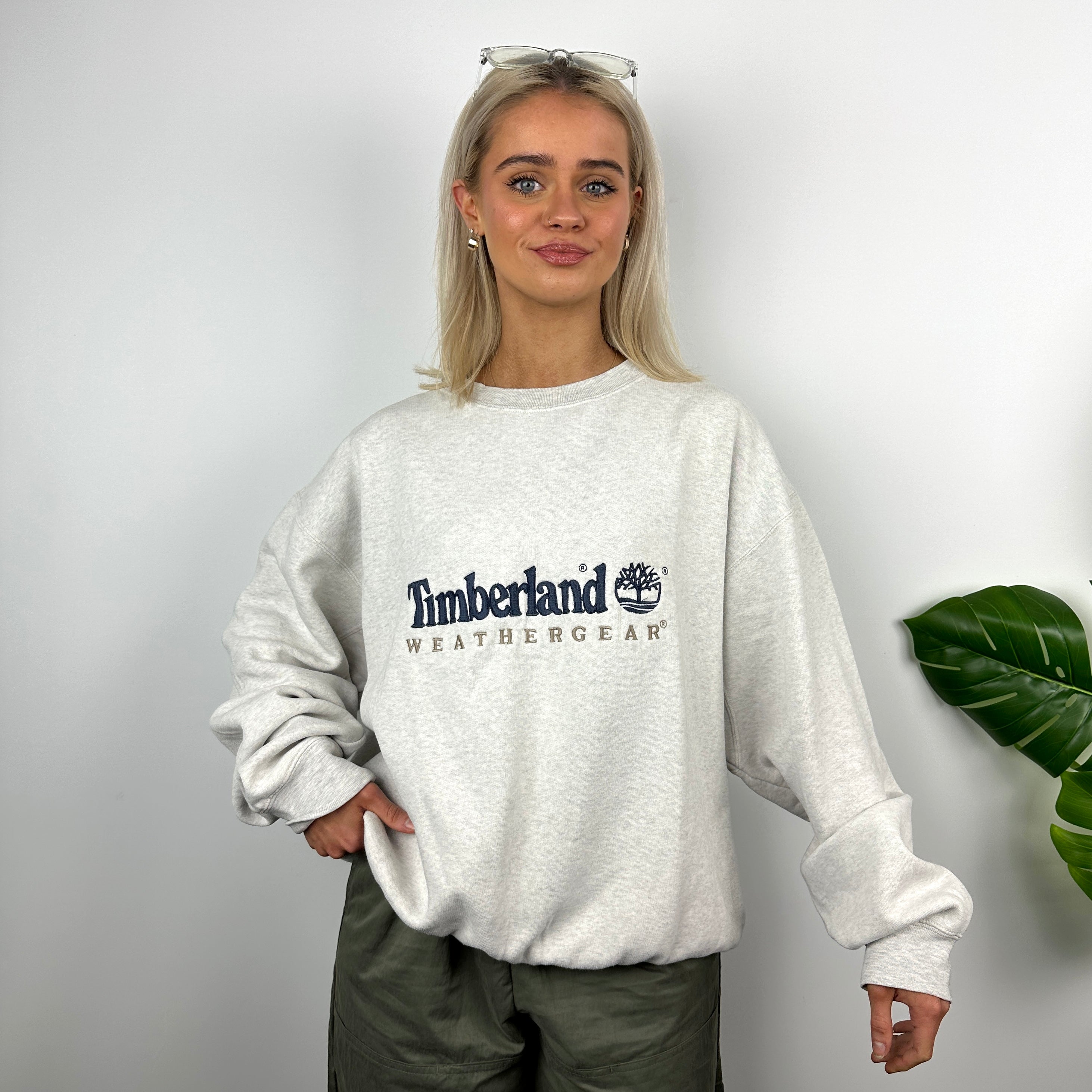 Timberland Grey Embroidered Spell Out Sweatshirt (L)