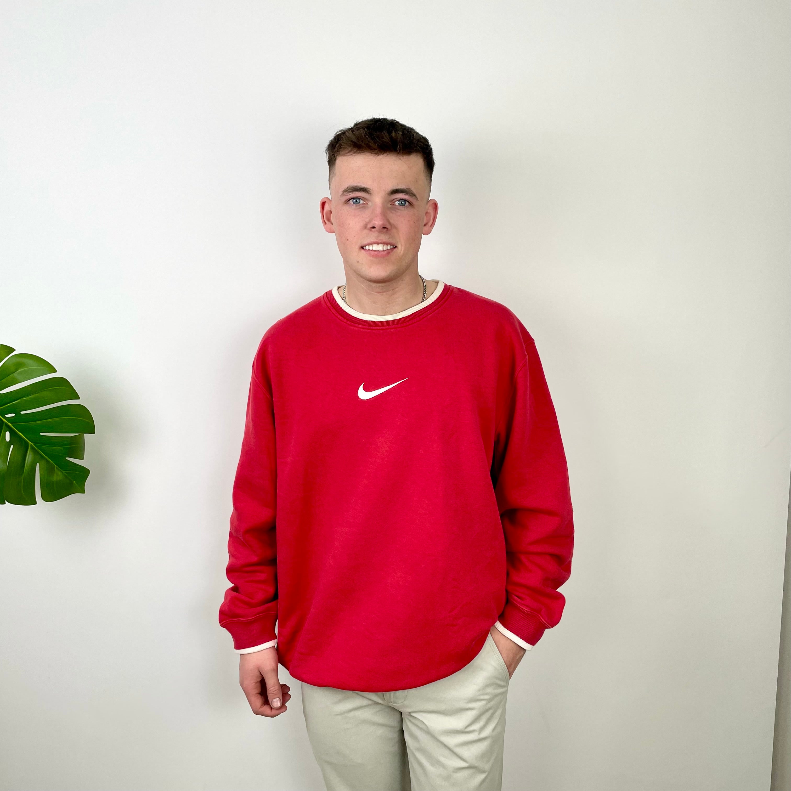 Nike Red Embroidered Swoosh Sweatshirt (XXL)