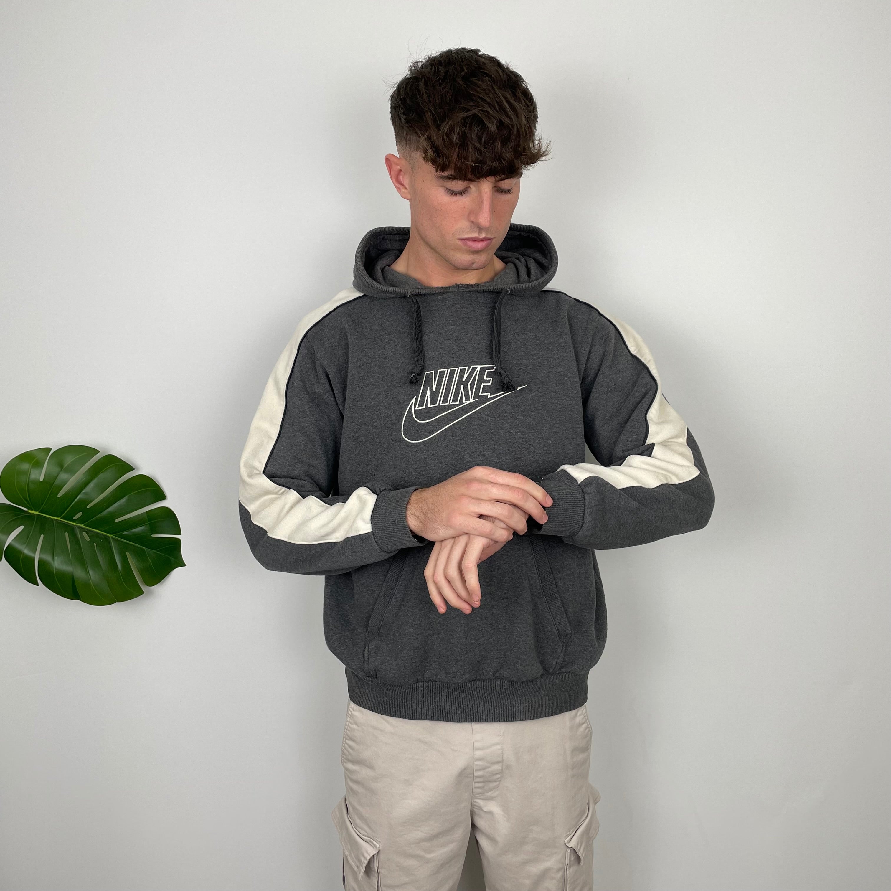 Nike Grey Embroidered Spell Out Hoodie (M)