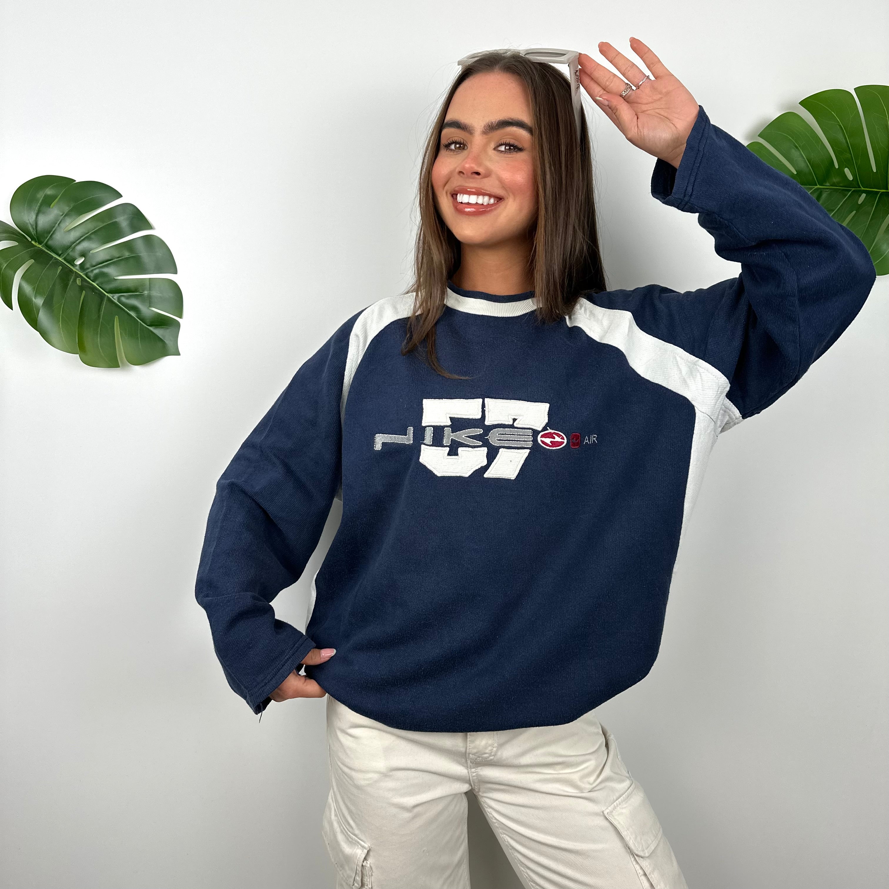 Nike Navy Embroidered Spell Out Sweatshirt (M)