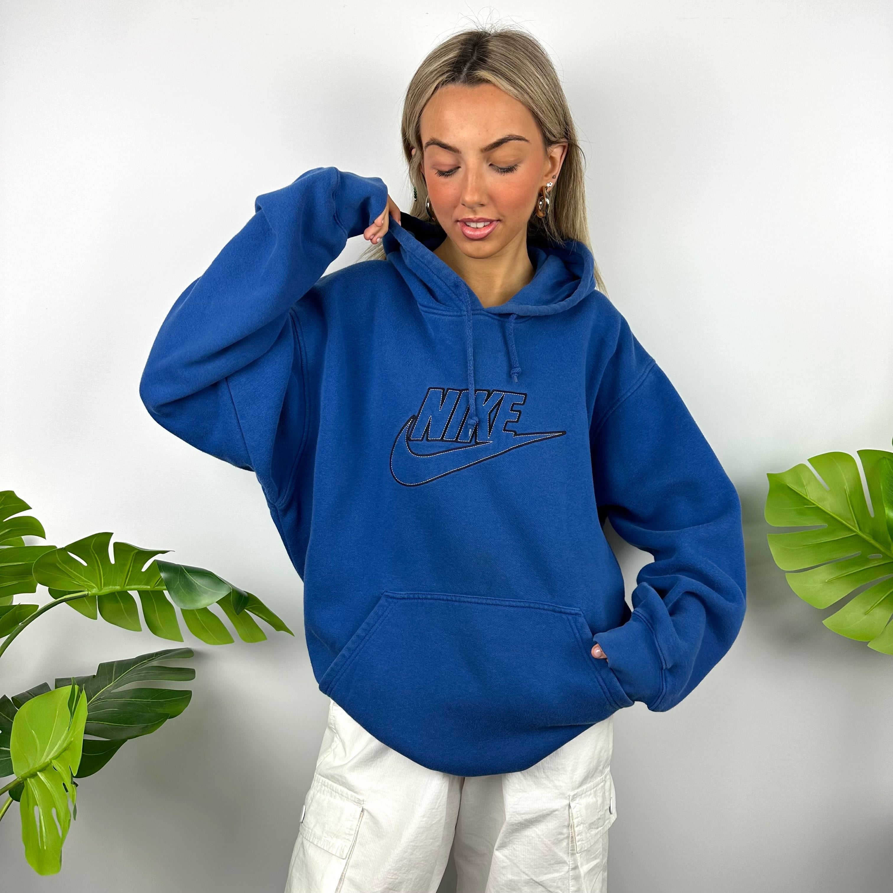 Nike Blue Embroidered Spell Out Hoodie (L)