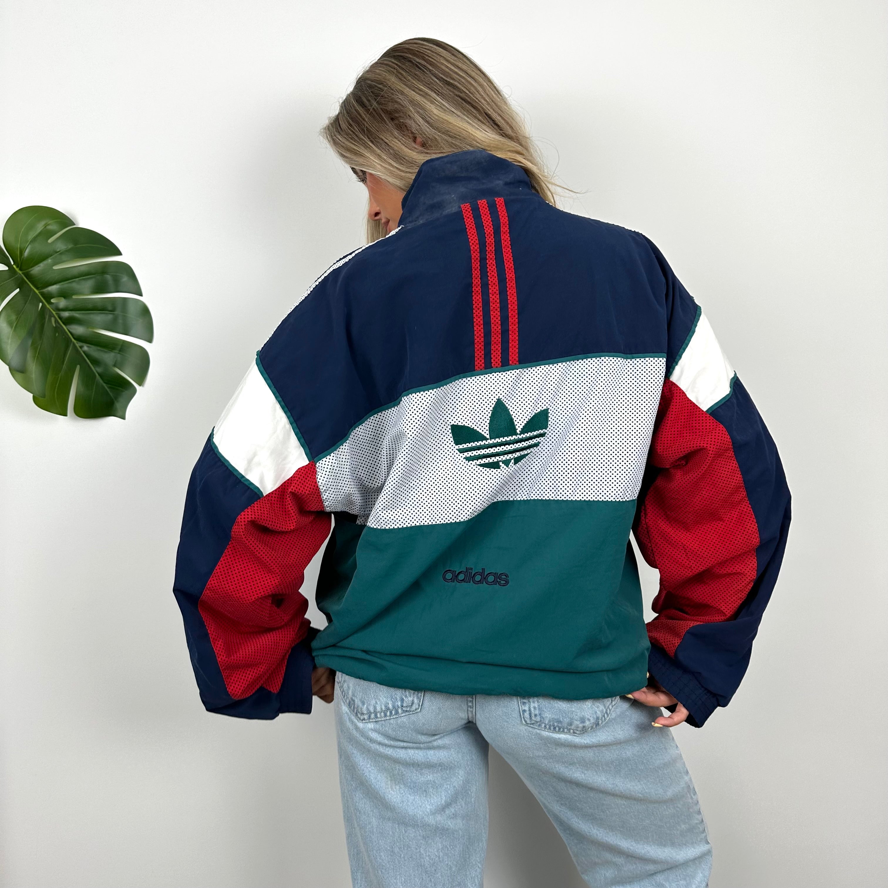 Adidas RARE Embroidered Spell Out Colour Block Zip Up Windbreaker Jacket (M)