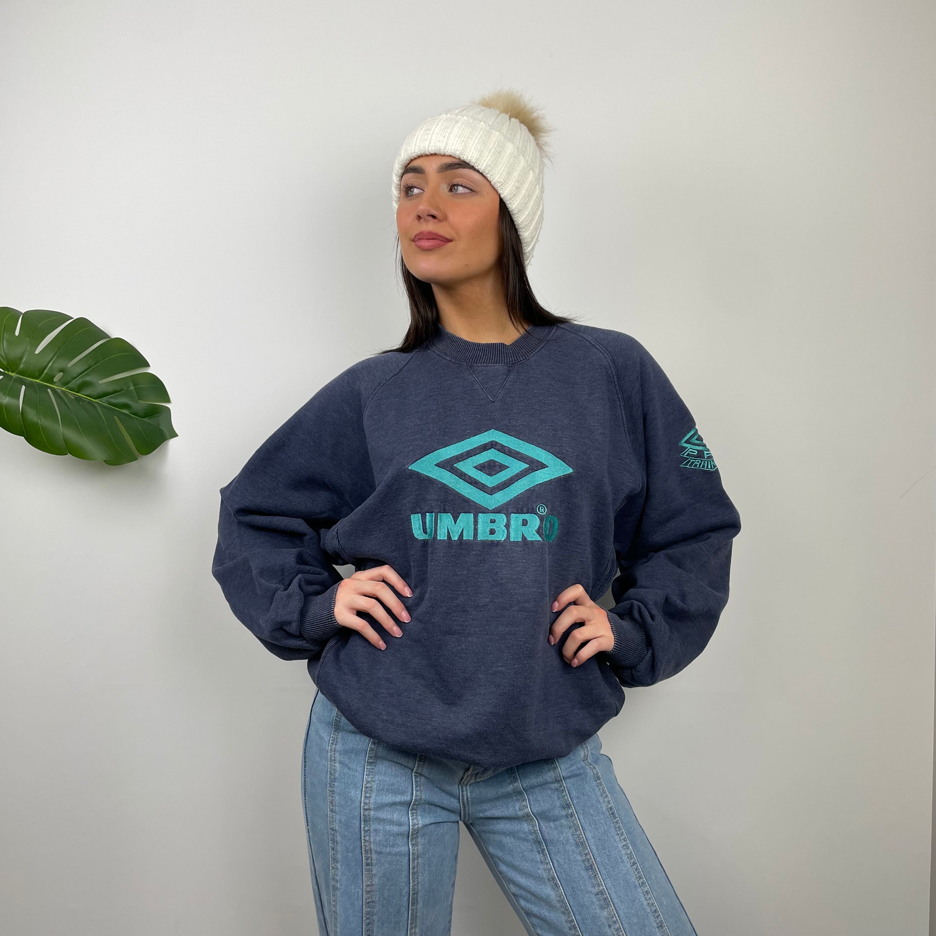 Umbro Navy Embroidered Spell Out Sweatshirt (L)