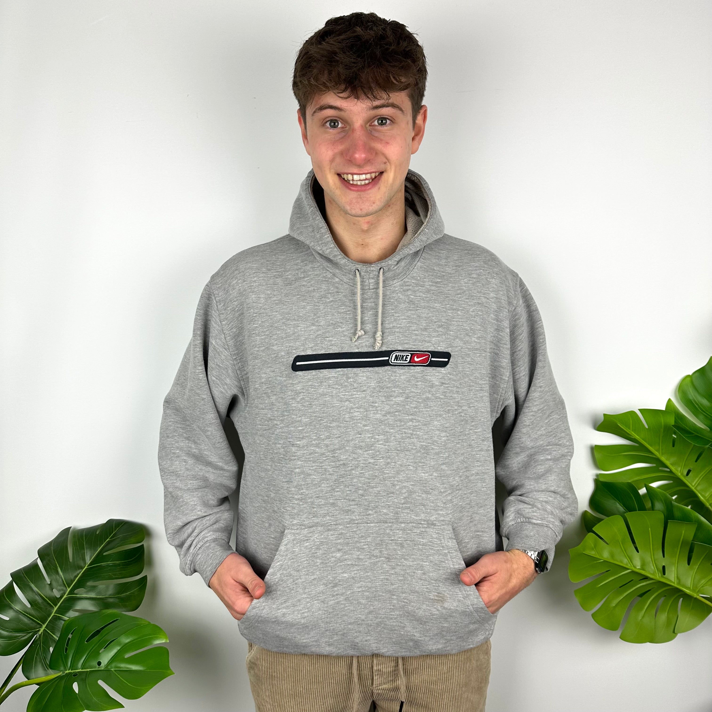 Nike Grey Embroidered Spell Out Hoodie (L)