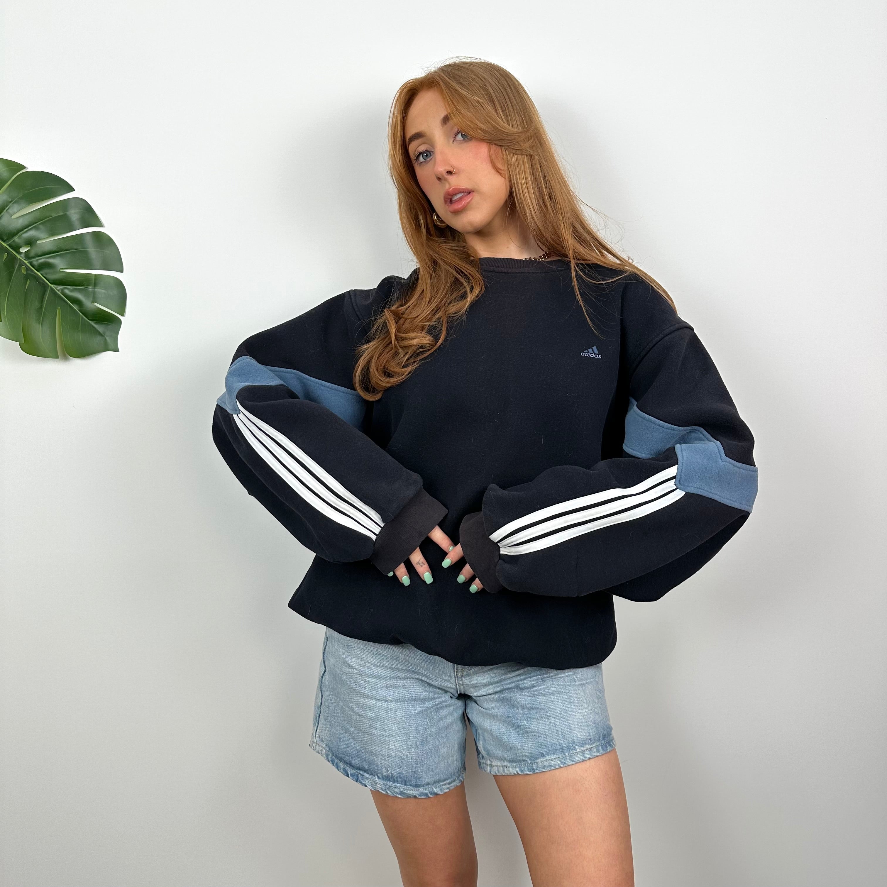 Adidas Navy Embroidered Spell Out Sweatshirt (M)