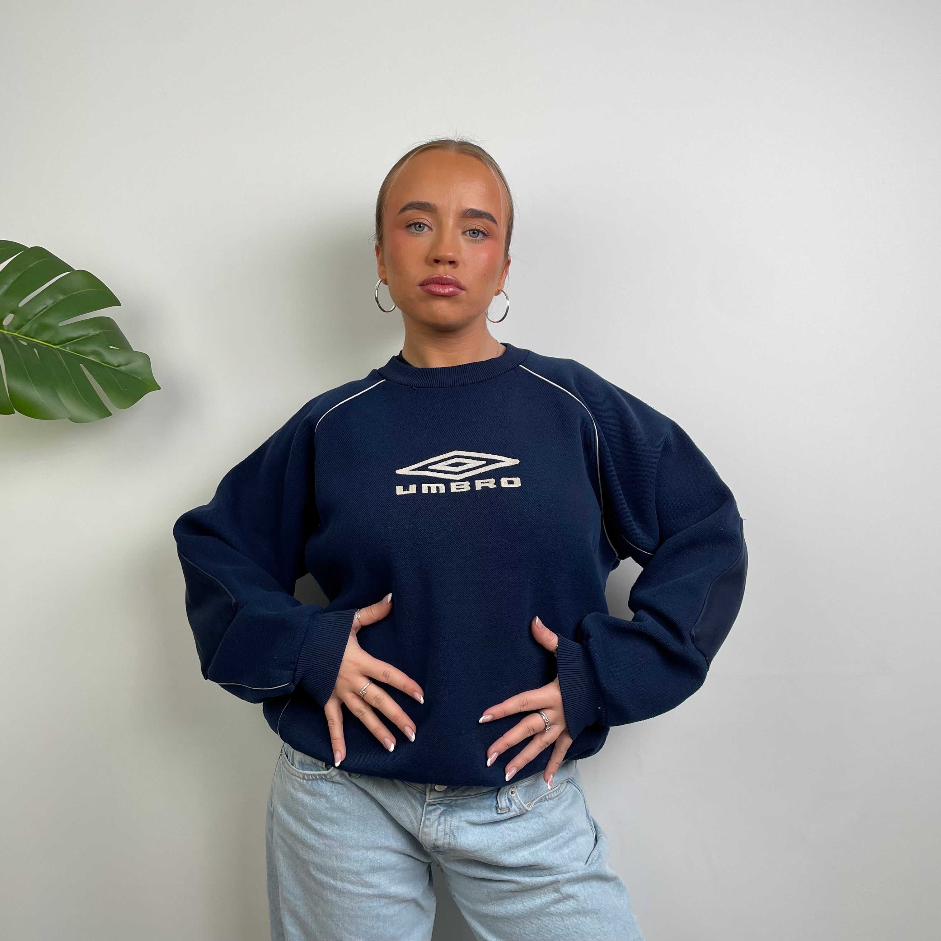 Umbro Navy Embroidered Spell Out Sweatshirt (S)