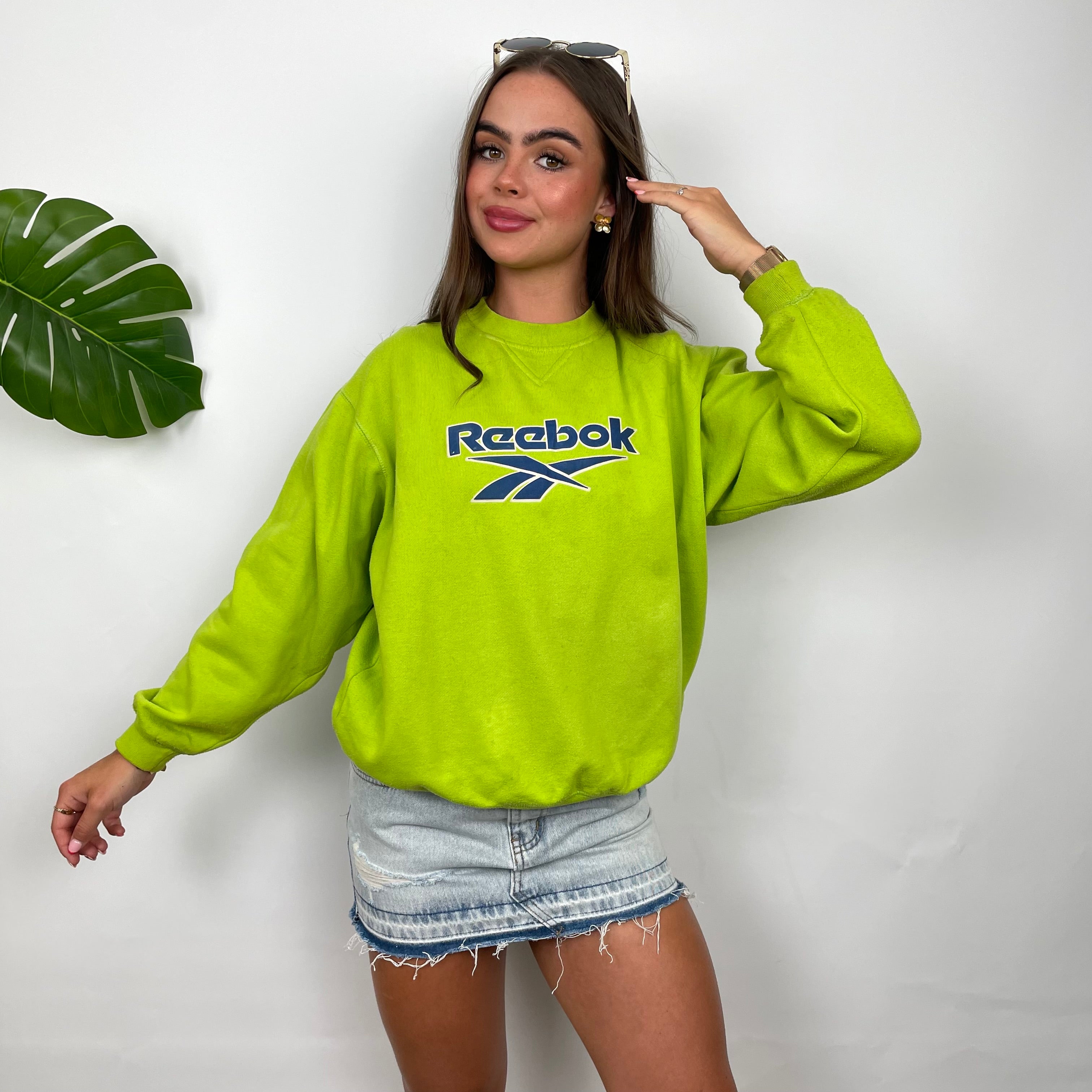 Reebok RARE Green Embroidered Spell Out Sweatshirt (XS)