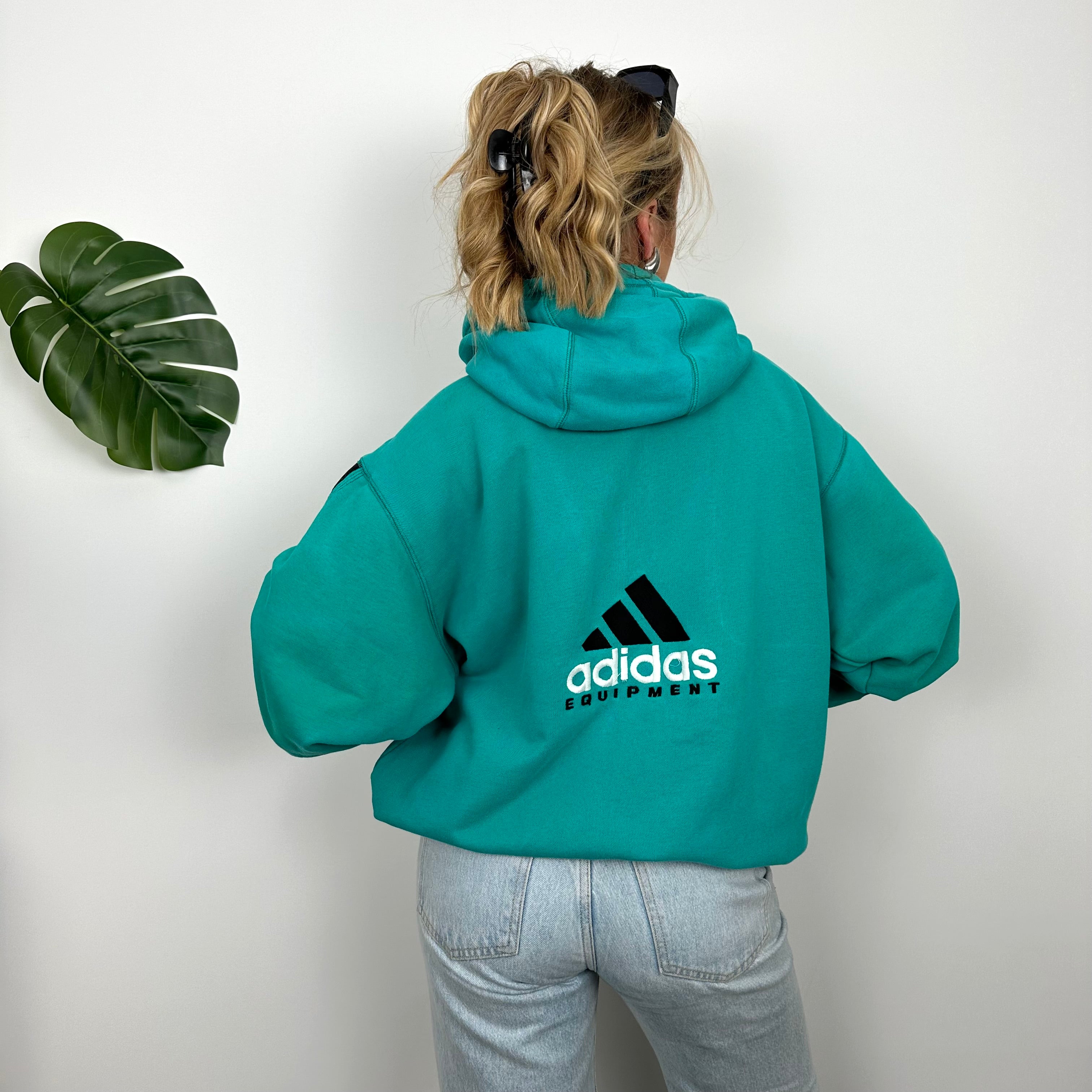 Adidas Equipment EQT RARE Turquoise Embroidered Spell Out Zip Up Hoodie Jacket (L)