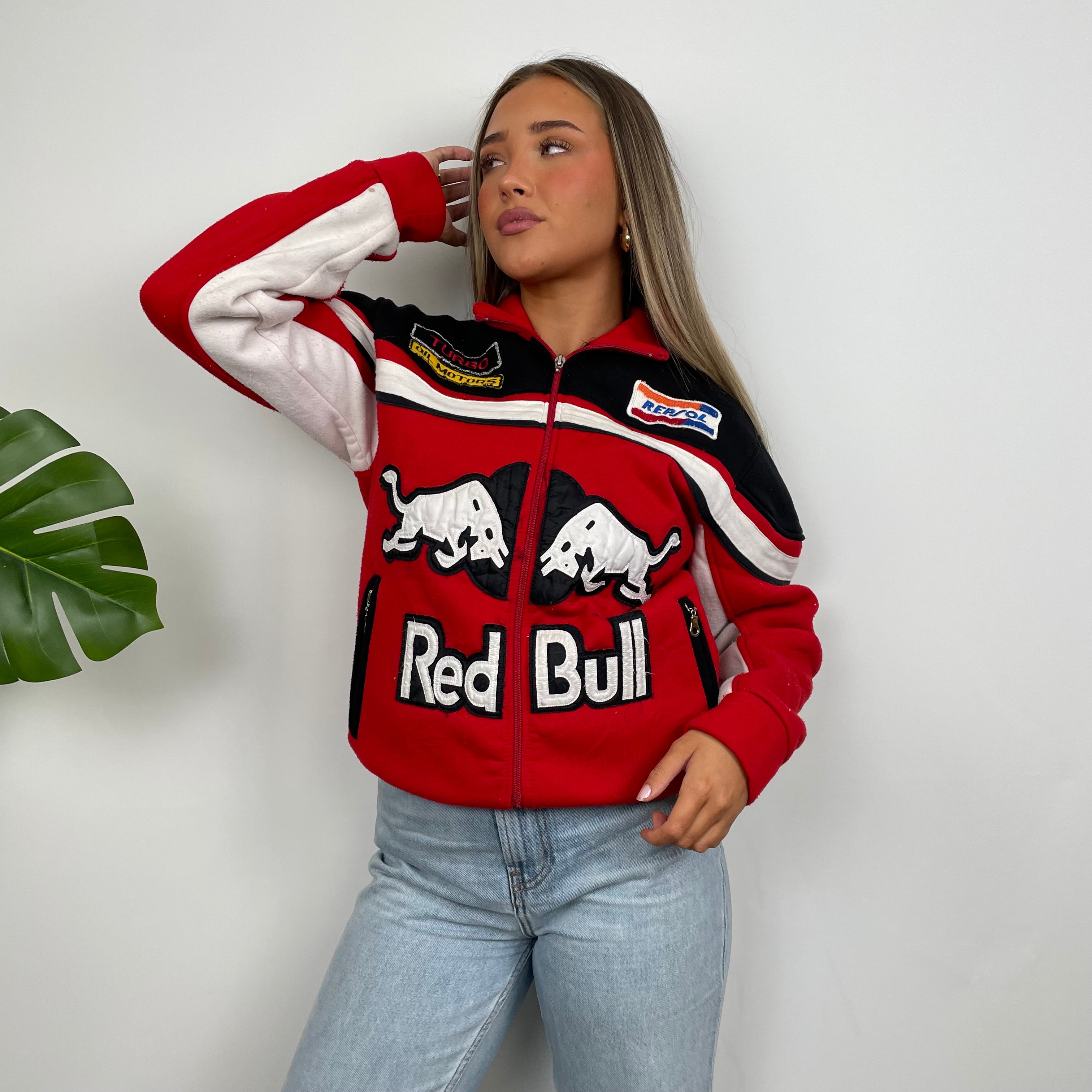 Red Bull Racing Red Embroidered Spell Out Zip Up Jacket (M)