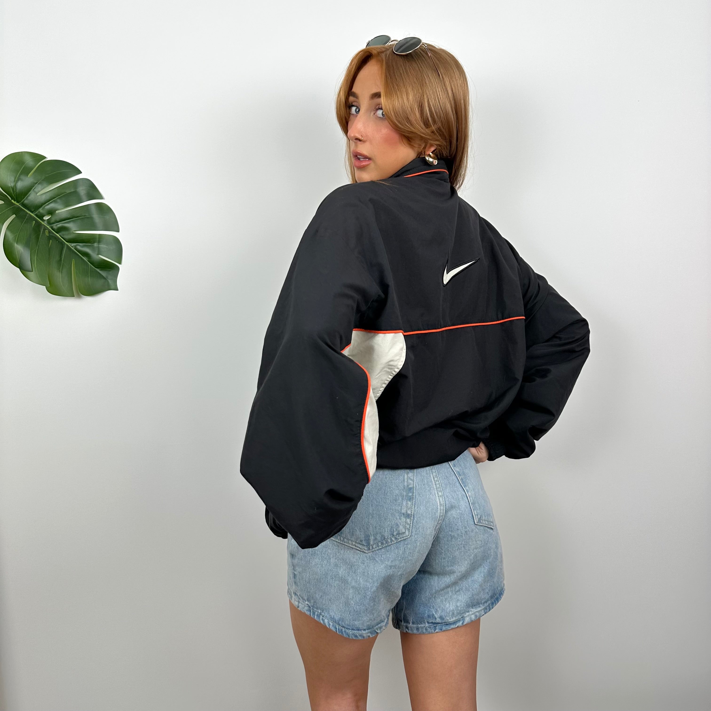 Nike Black Embroidered Spell Out Windbreaker Jacket (L)