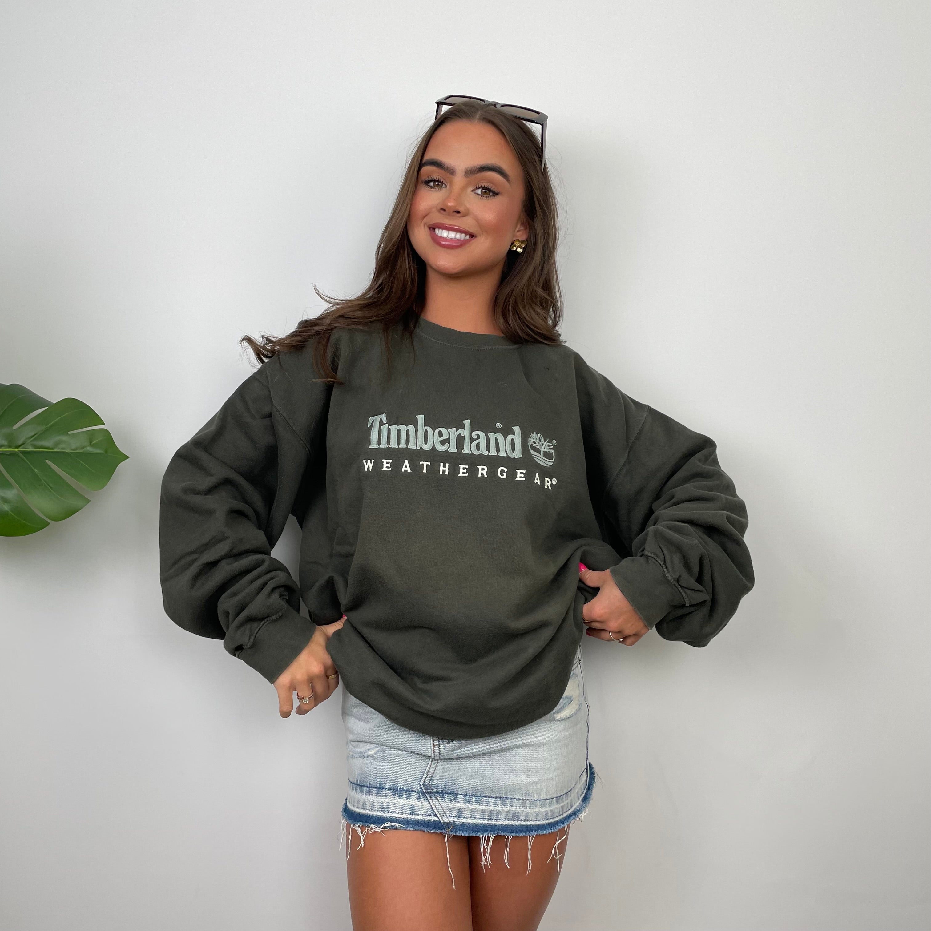 Timberland Dark Green Embroidered Spell Out Sweatshirt (XL)