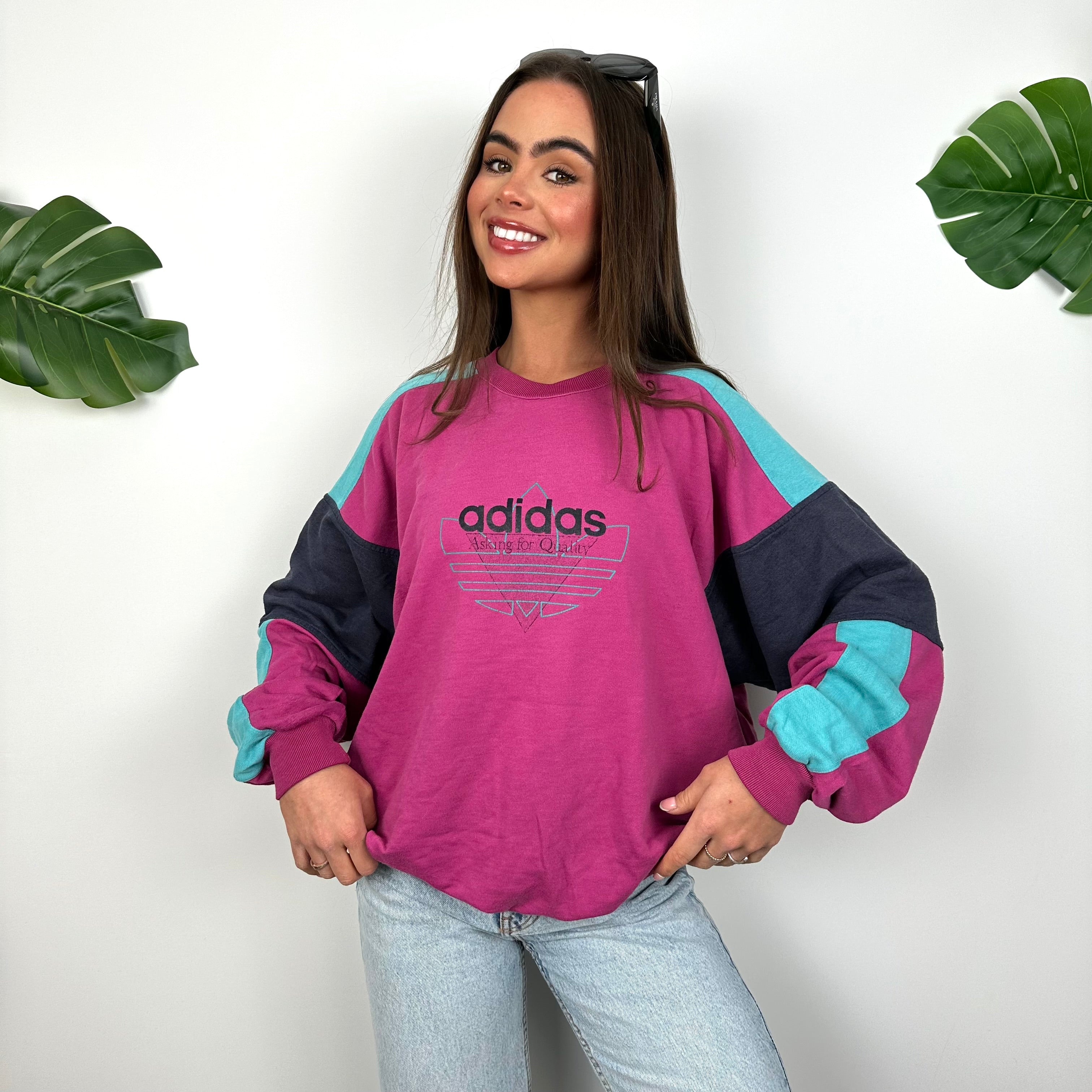 Adidas Pink Spell Out Sweatshirt (M)